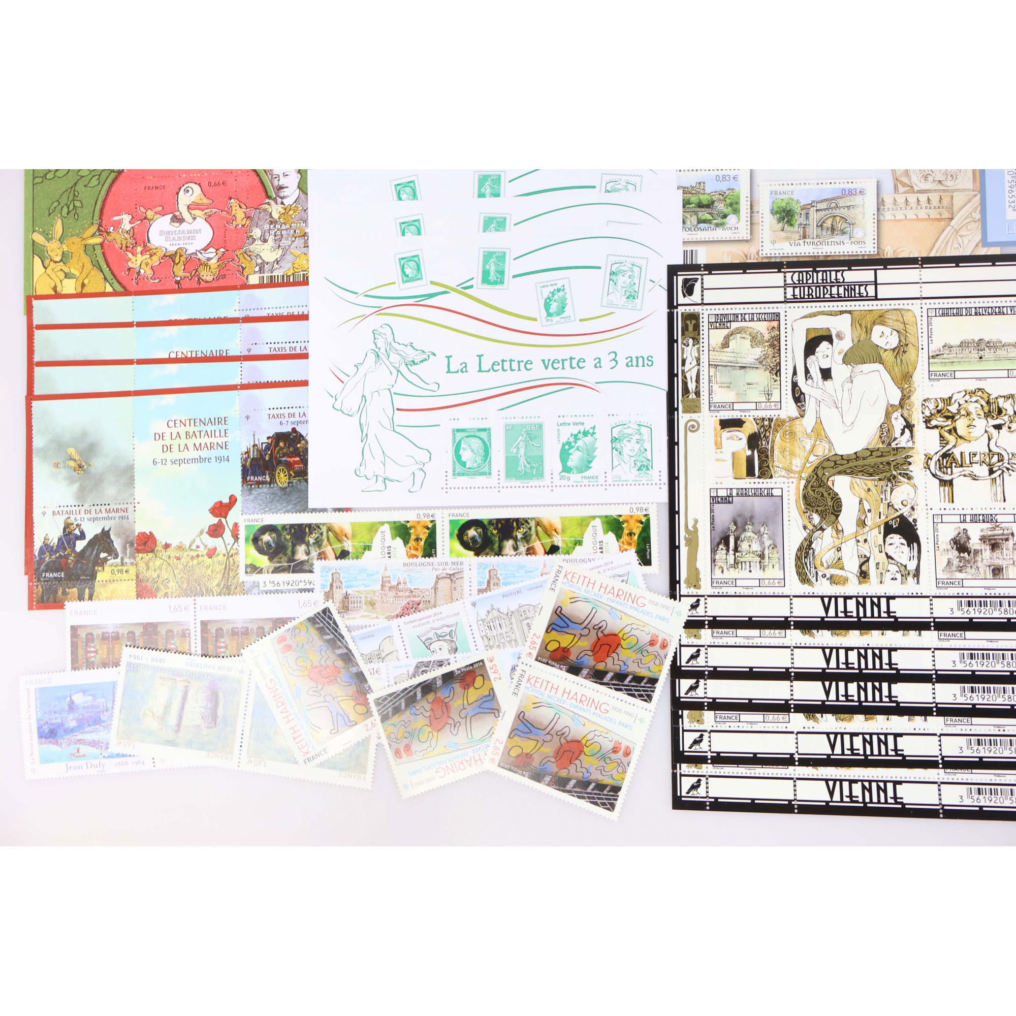 FRANCE LOT DE TIMBRES ET BLOCS/FEUILLETS EN EUROS NEUFS** DE 2014 FACIALE 347€