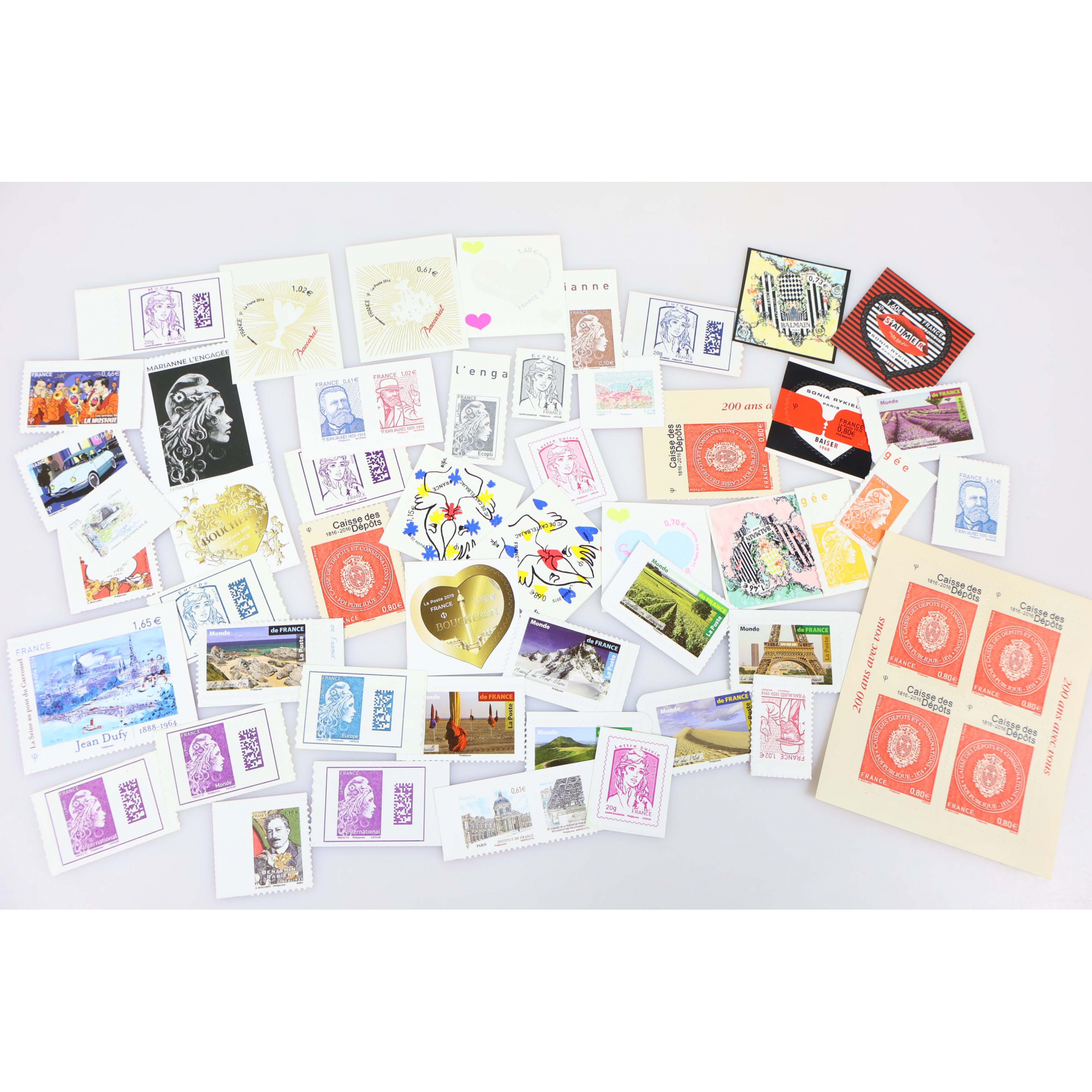 LOT DE TIMBRES AUTOADHESIFS NEUFS FRANCE DE 2014 A 2019 VALEUR FACIALE 73€