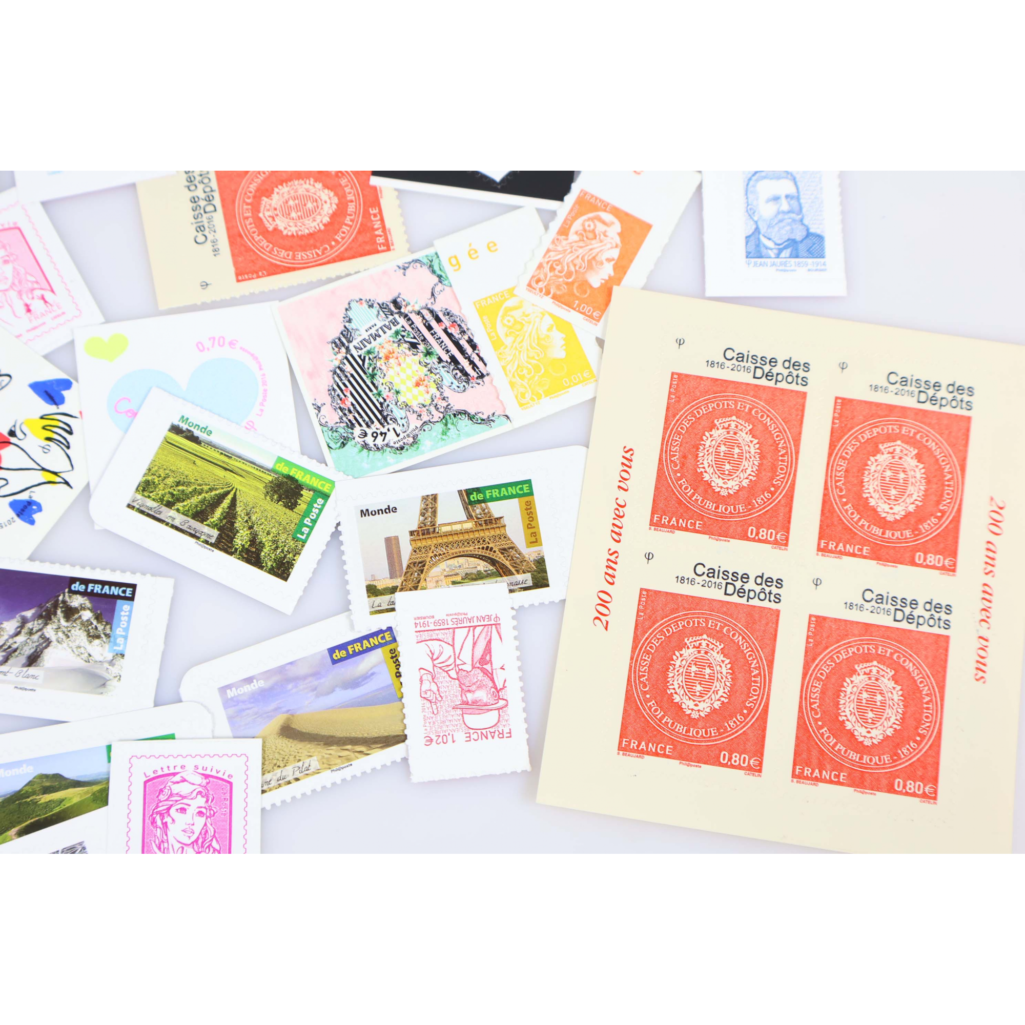 LOT DE TIMBRES AUTOADHESIFS NEUFS FRANCE DE 2014 A 2019 VALEUR FACIALE 73€