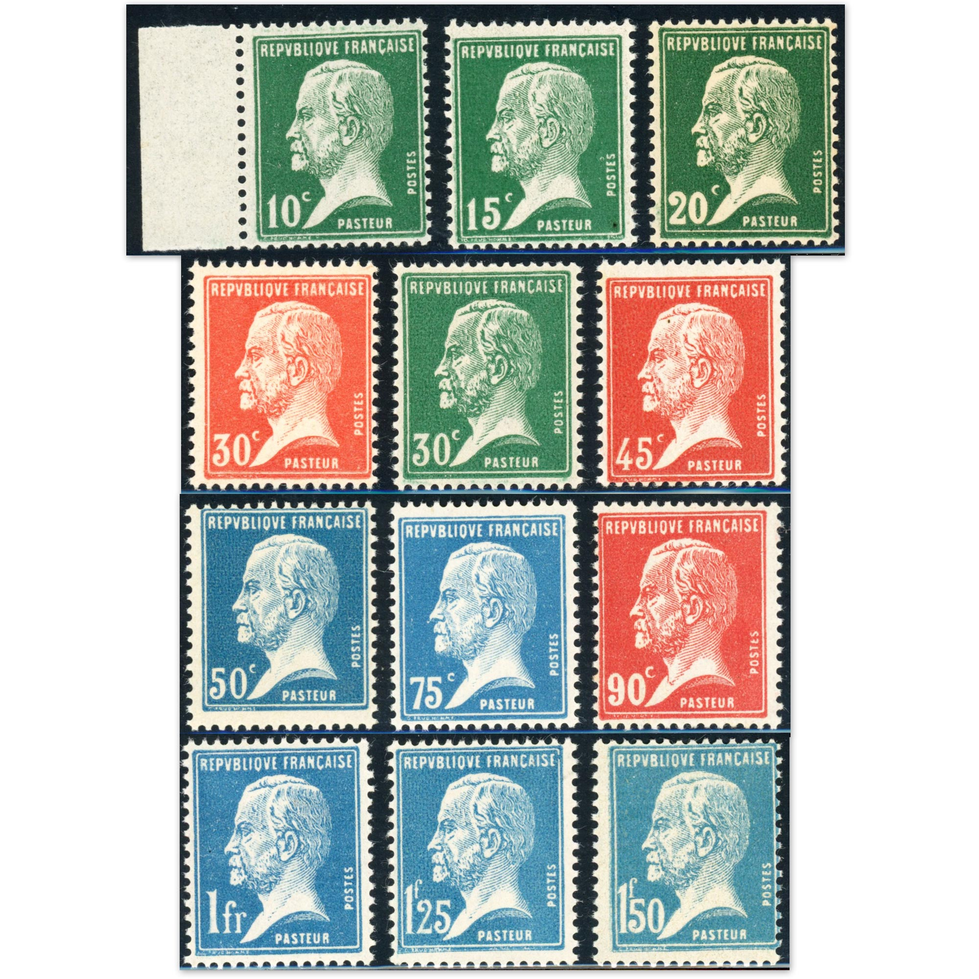 PASTEUR N°170 À 181 SÉRIE COMPLÈTE TIMBRES NEUFS** DE FRANCE ANNÉE 1923-26