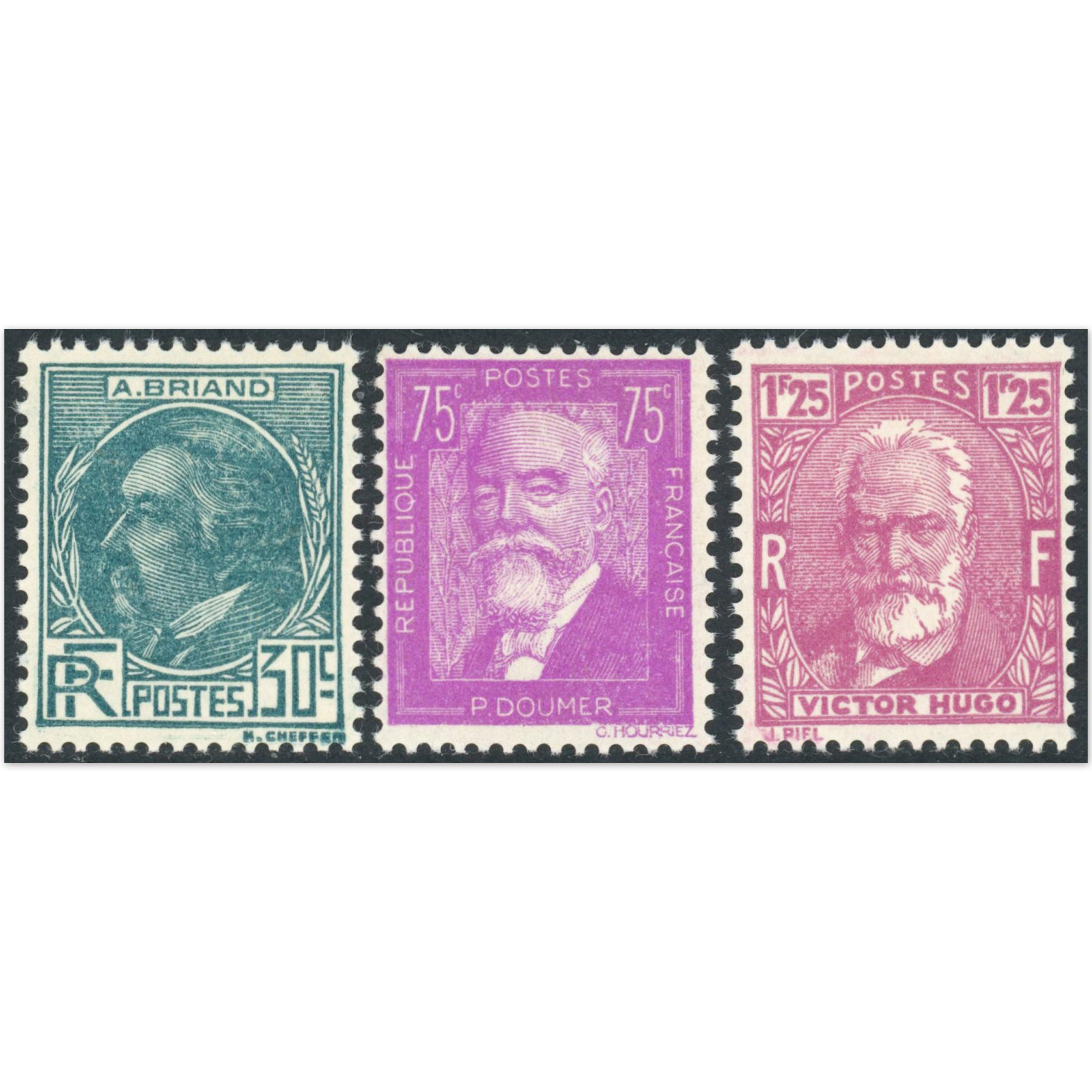SÉRIE COMPLÈTE CÉLÉBRITÉS N°291 A 293 ANNÉE 1933 TIMBRES NEUFS** QUALITE LUXE SÉRIE COMPLÈTE CÉLÉBRITÉS N°291 A 293 ANNÉE 1933 TIMBRES NEUFS** QUALITE LUXE