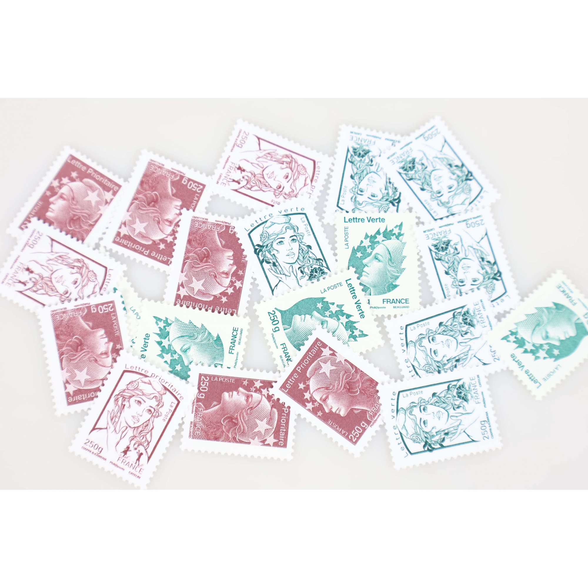 FRANCE LOT DE 20 TIMBRES A VALIDITÉS PERMANENTES POUR LETTRES 250G, VP MARIANNES FRANCE LOT DE 20 TIMBRES A VALIDITÉS PERMANENTES POUR LETTRES 250G, VP MARIANNES