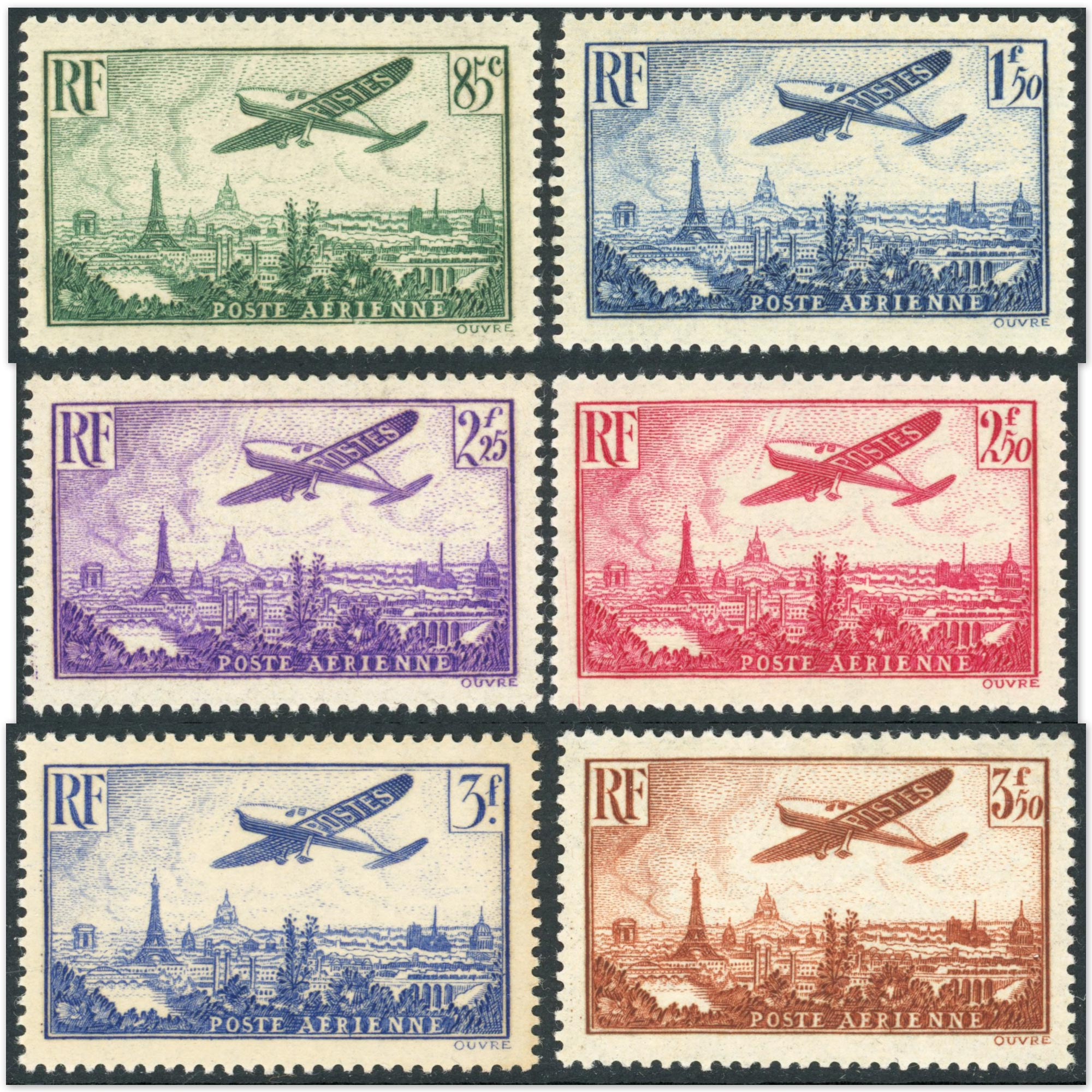 POSTE AÉRIENNE N°8 A 13 SÉRIE COMPLÈTE TIMBRES DE FRANCE NEUF** BELLE QUALITÉ