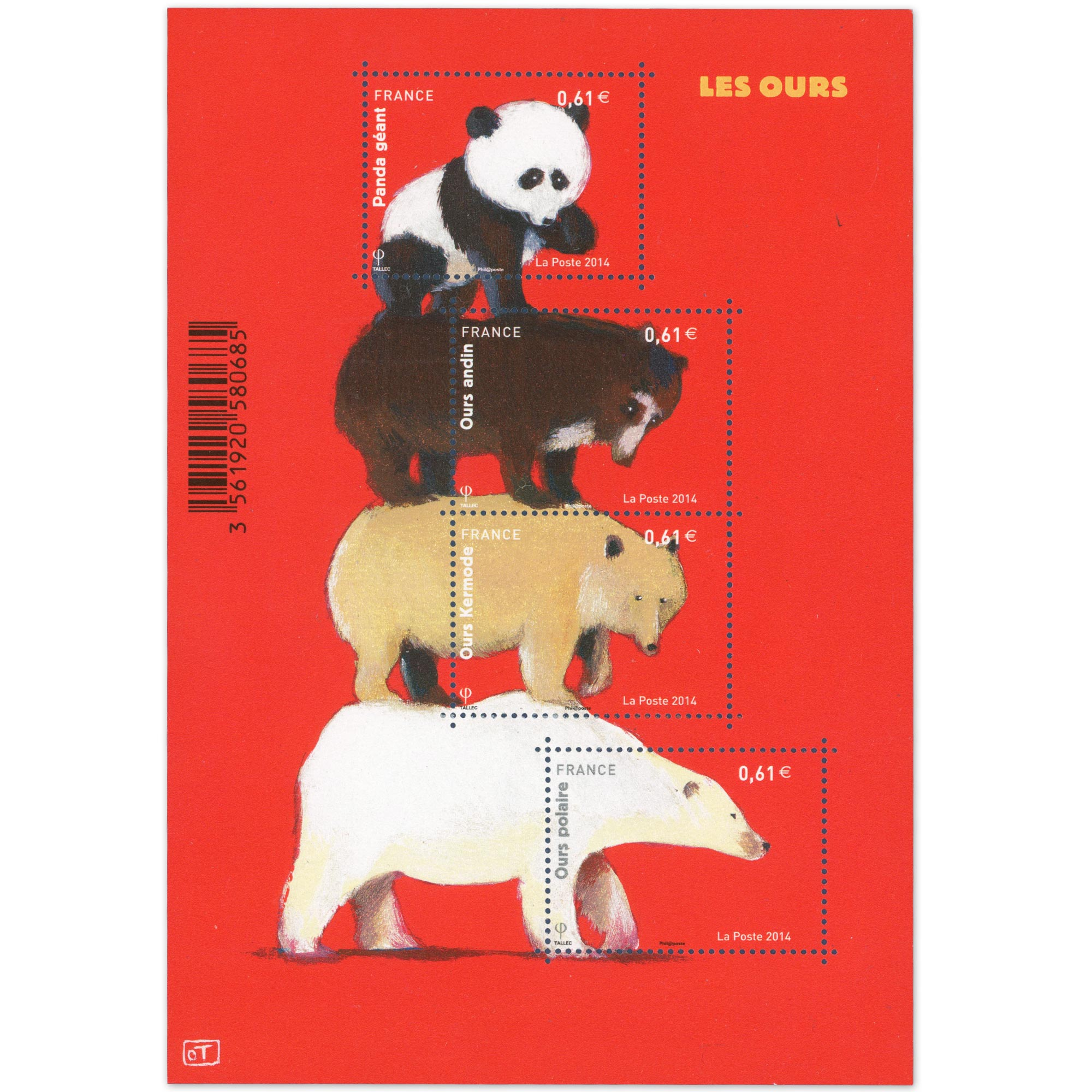 FEUILLET N°F4844 BLOC DE TIMBRES NEUFS** DE FRANCE "NATURE LES OURS" ANNÉE 2014