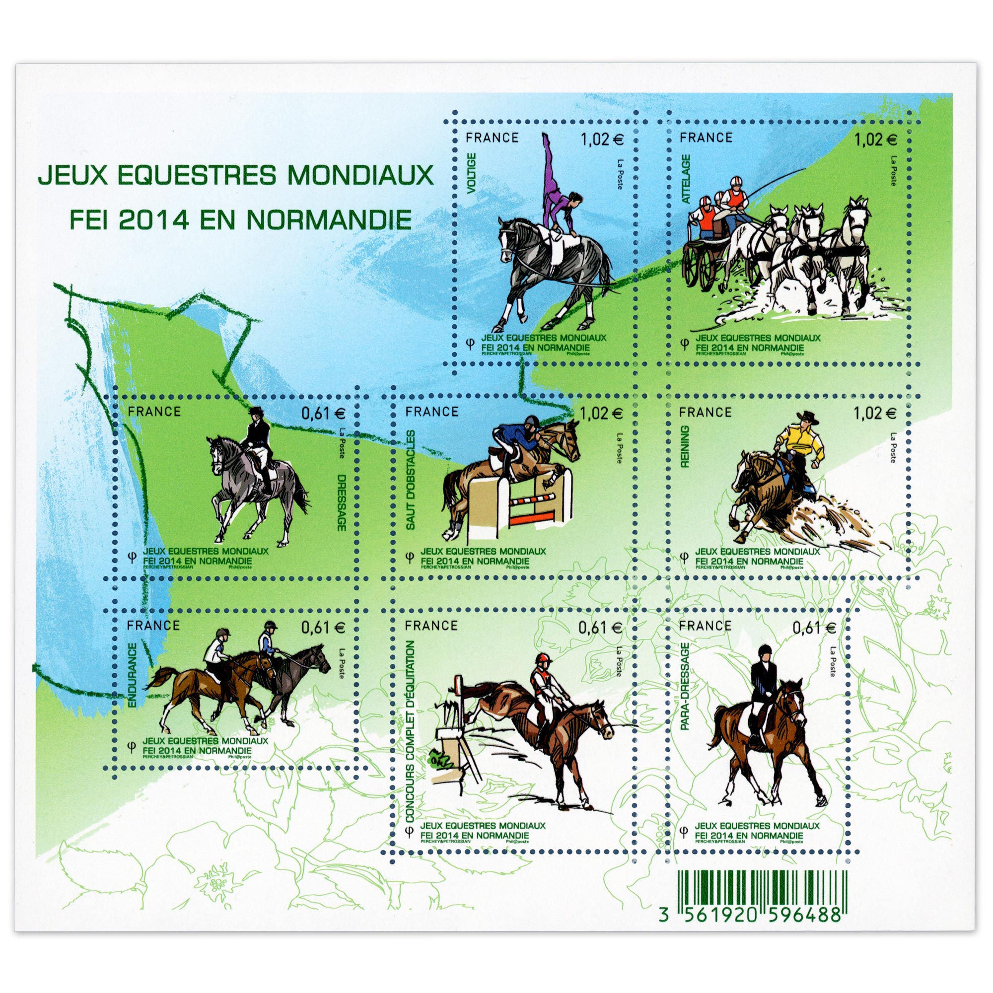 FEUILLET N°F4890 BLOC DE TIMBRES NEUFS** DE FRANCE "JEUX EQUESTRES" ANNÉE 2014