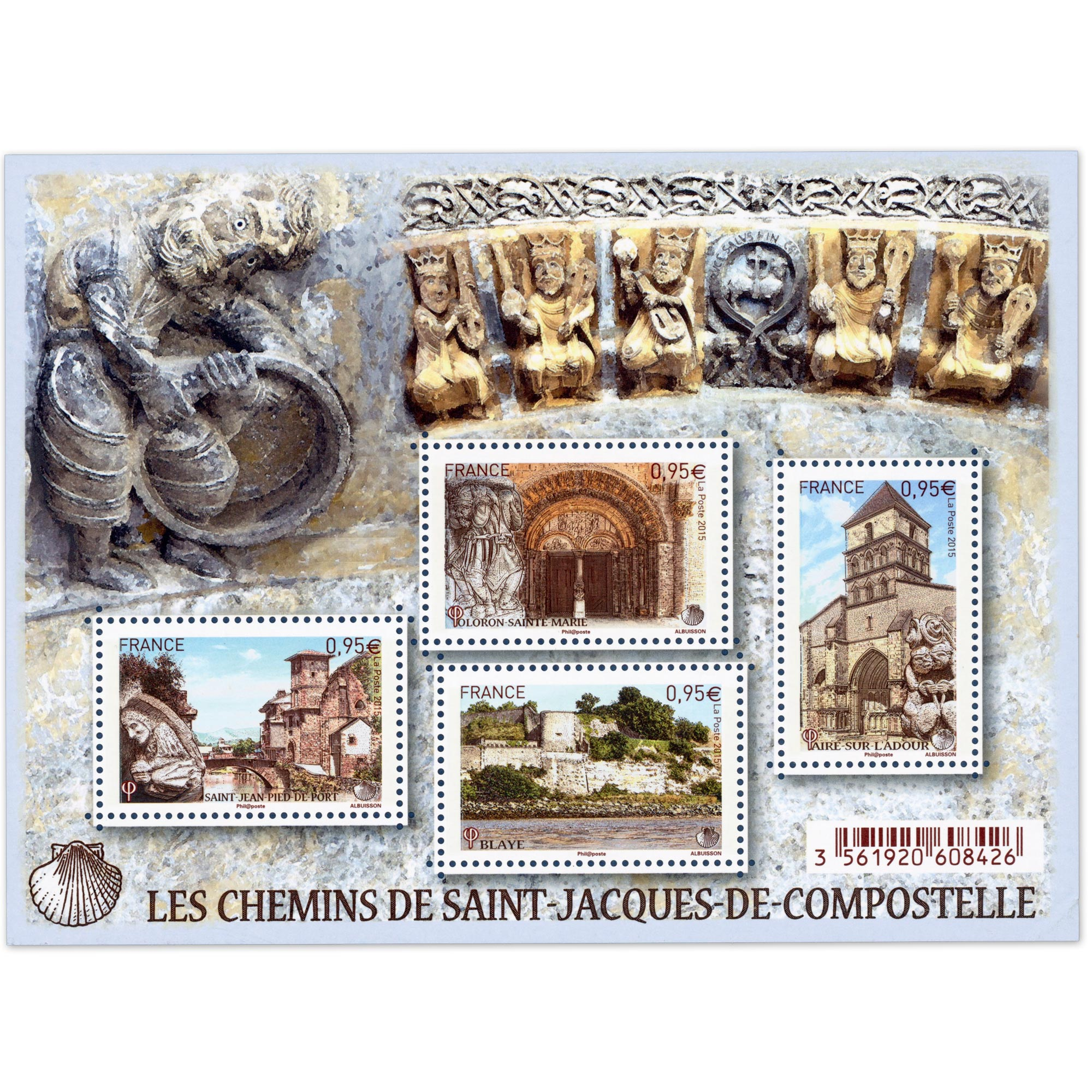 FEUILLET N°F4949 "ST JACQUES DE COMPOSTELLE" BLOC DE TIMBRES NEUFS** DE 2015