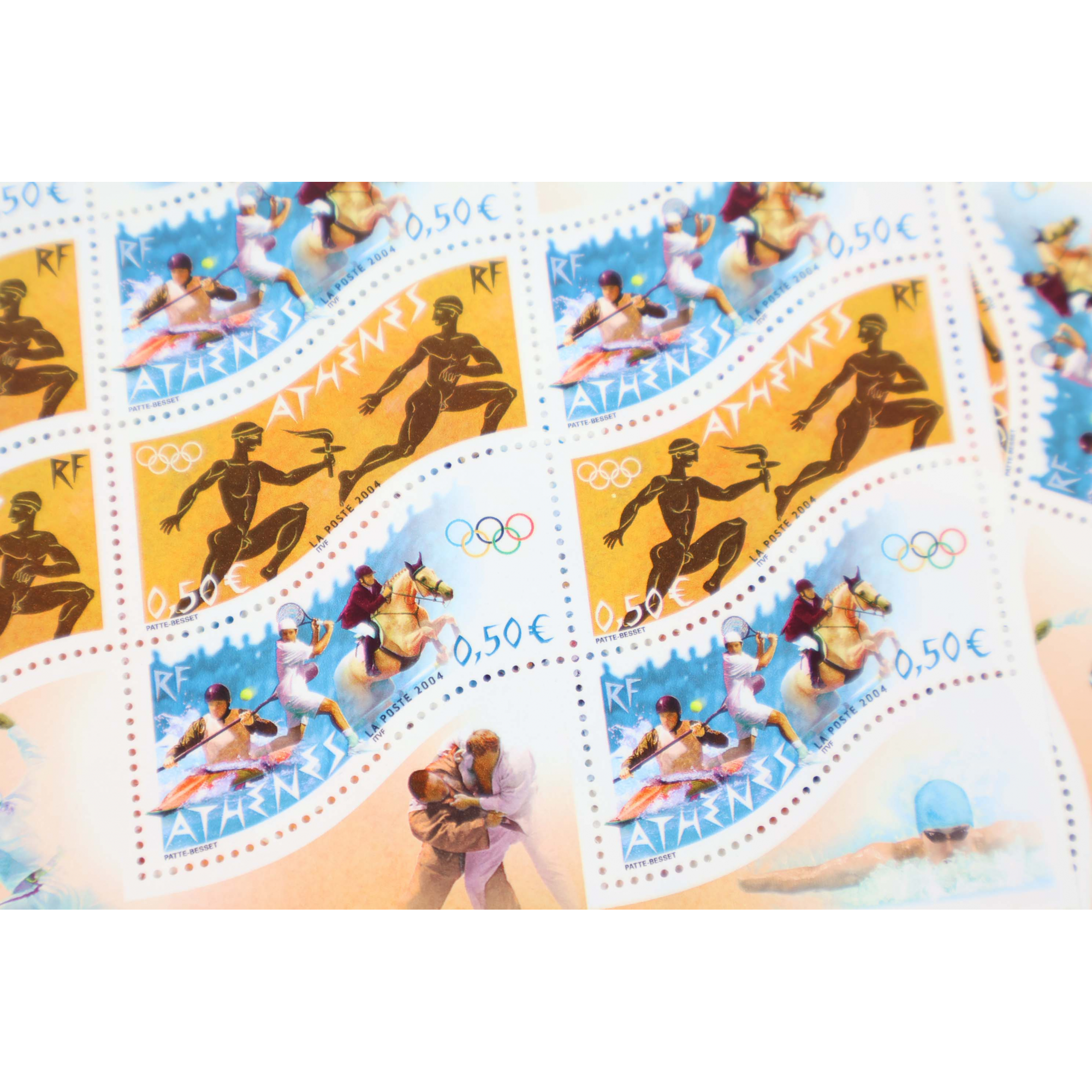 LOT 15 BLOCS N°73 JEUX OLYMPIQUES ATHÈNES TIMBRES NEUFS** 0.50€ X 10 FACIALE 75€