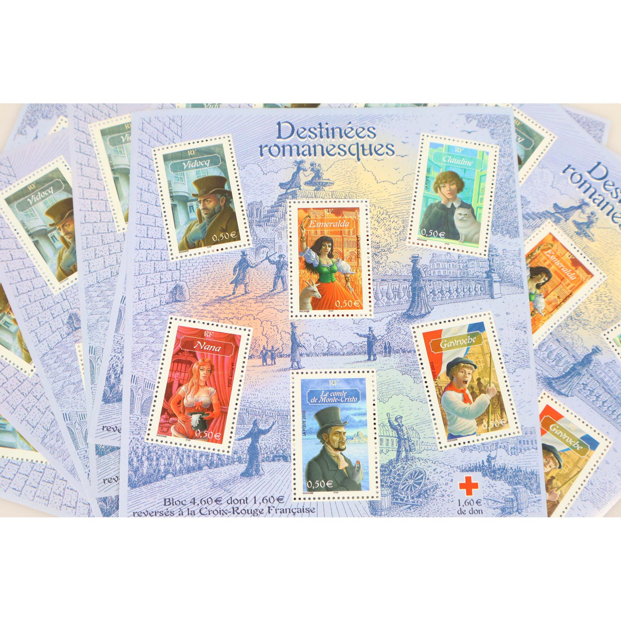 LOT 25 BLOCS N° 60 DESTINÉES ROMANESQUES TIMBRES NEUFS** 0.50€ X 6 FACIALE 75€