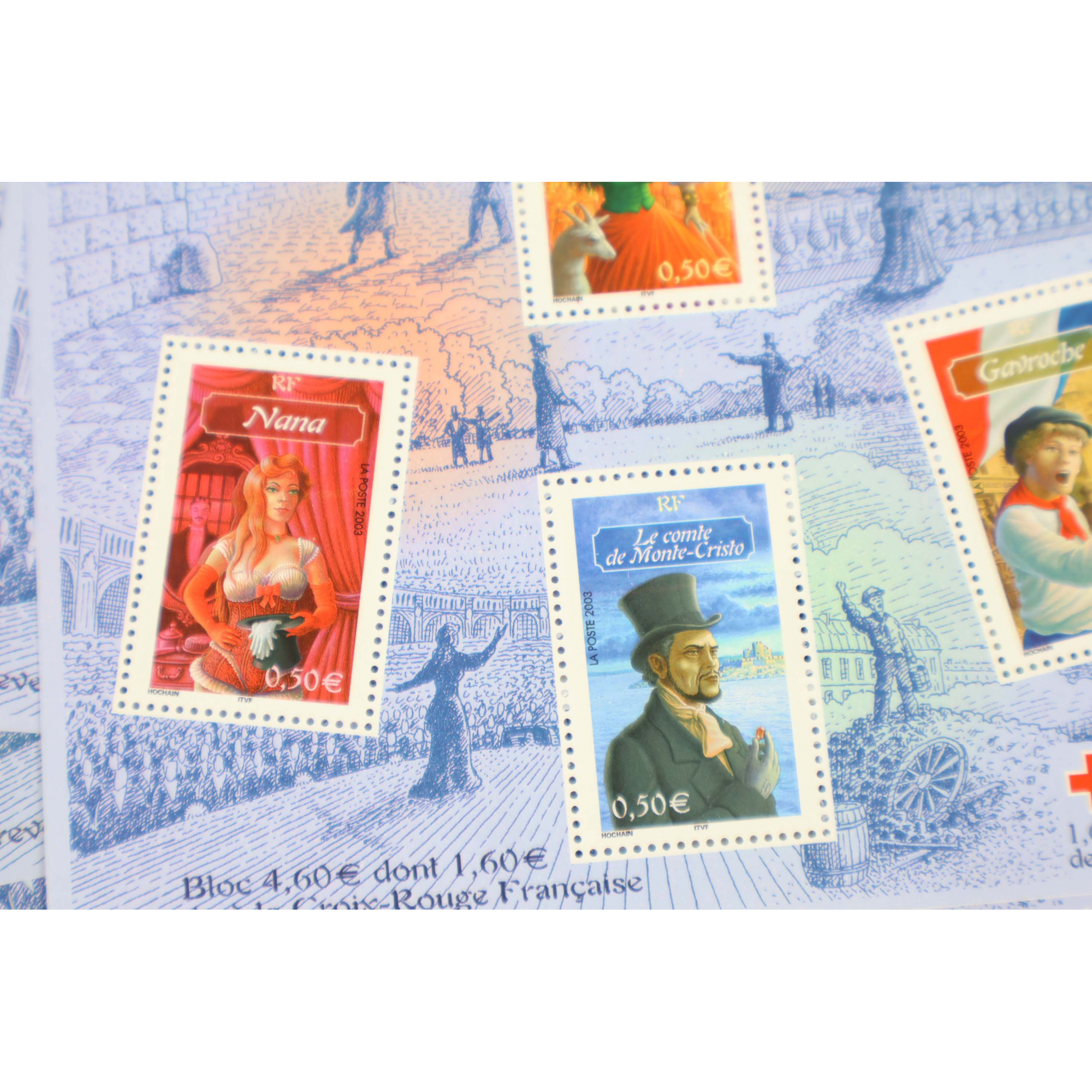 LOT 25 BLOCS N° 60 DESTINÉES ROMANESQUES TIMBRES NEUFS** 0.50€ X 6 FACIALE 75€