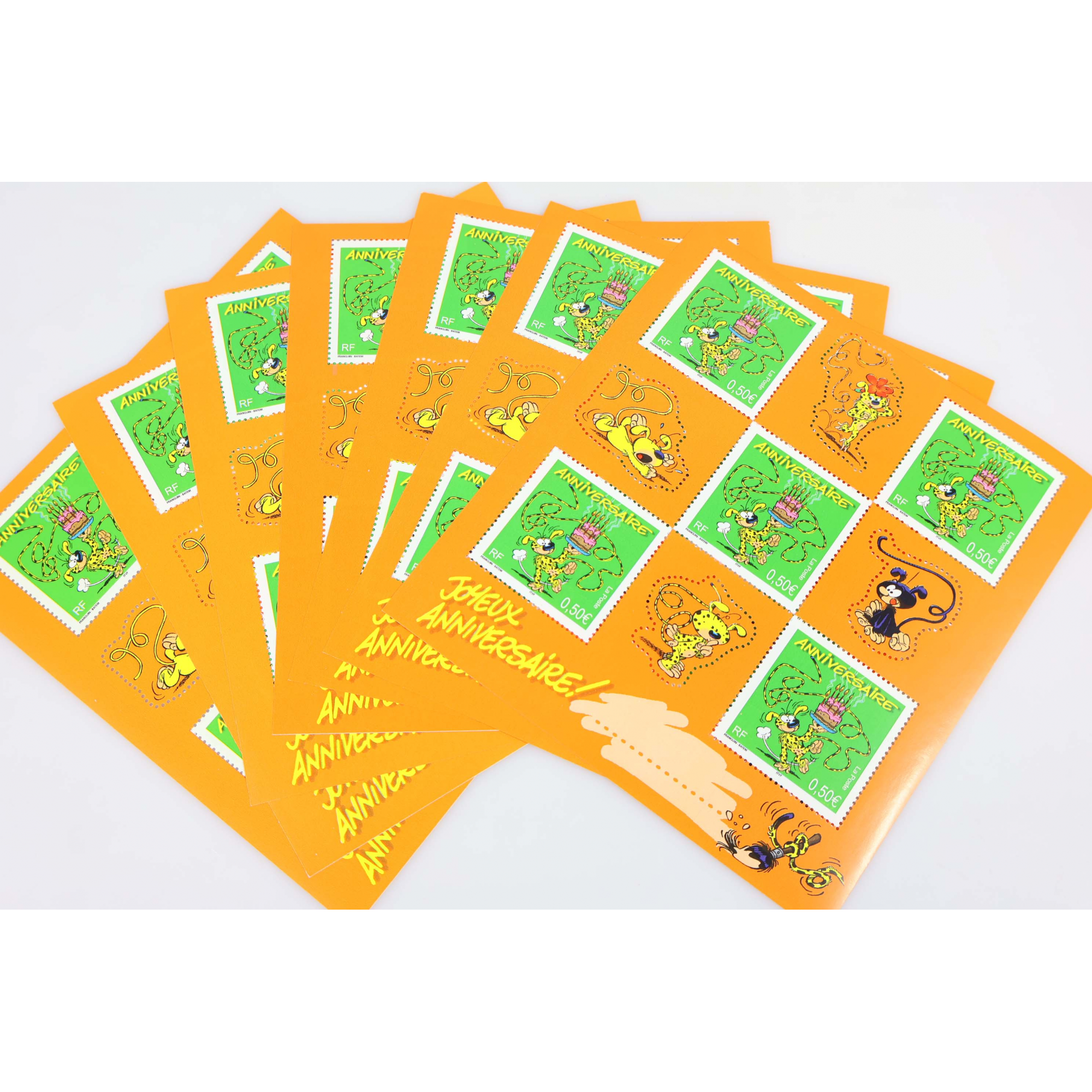 LOT 30 BLOCS N°58 ANNIVERSAIRE MARSUPILAMI TIMBRES NEUFS** 0.50€ X 5 FACIALE 75€