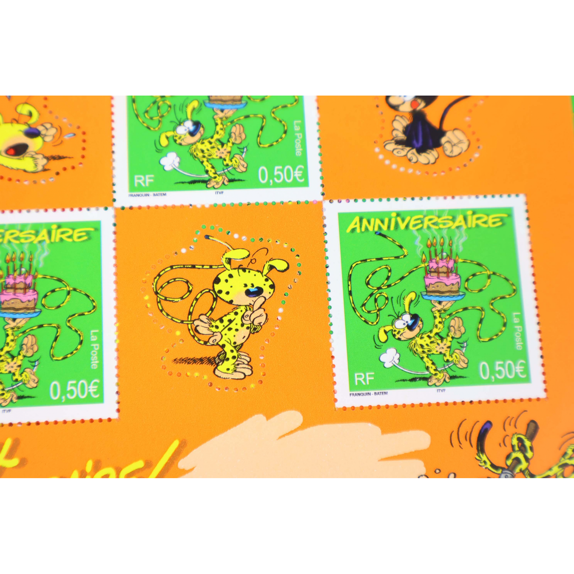 LOT 30 BLOCS N°58 ANNIVERSAIRE MARSUPILAMI TIMBRES NEUFS** 0.50€ X 5 FACIALE 75€
