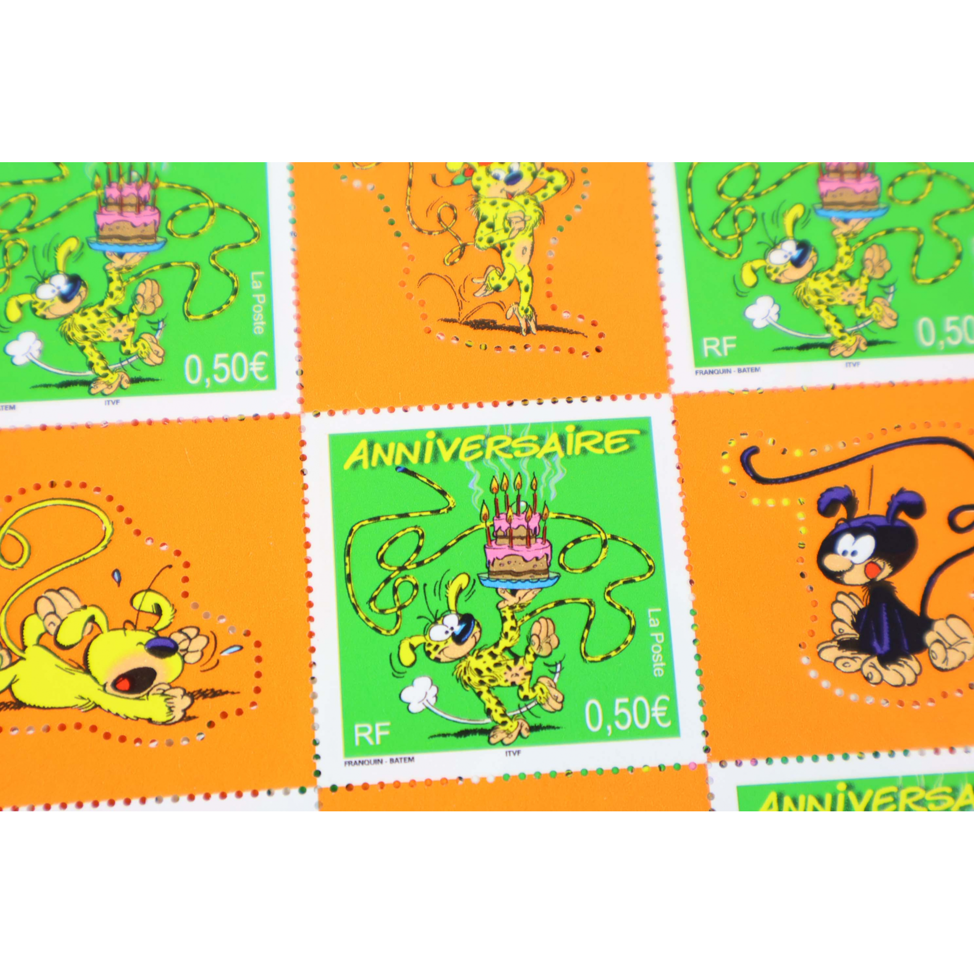 LOT 30 BLOCS N°58 ANNIVERSAIRE MARSUPILAMI TIMBRES NEUFS** 0.50€ X 5 FACIALE 75€