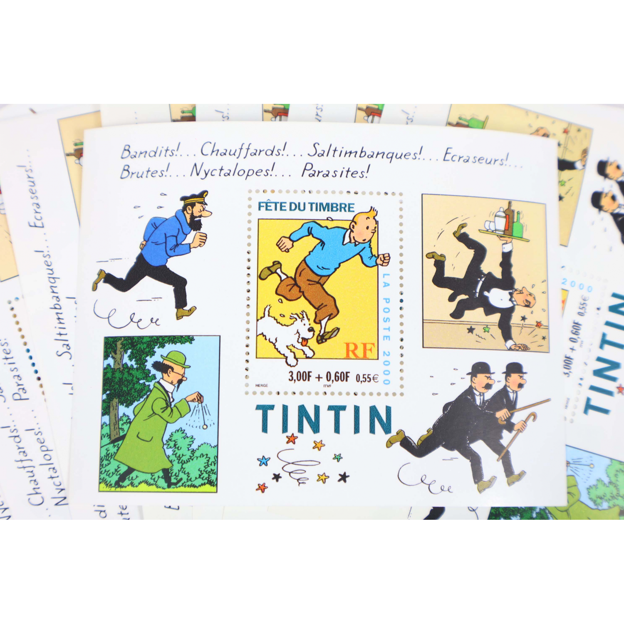 LOT 100 BLOCS N° 28 FETE DU TIMBRE - TINTIN TIMBRES NEUFS** 0.46€ FACIALE 46€