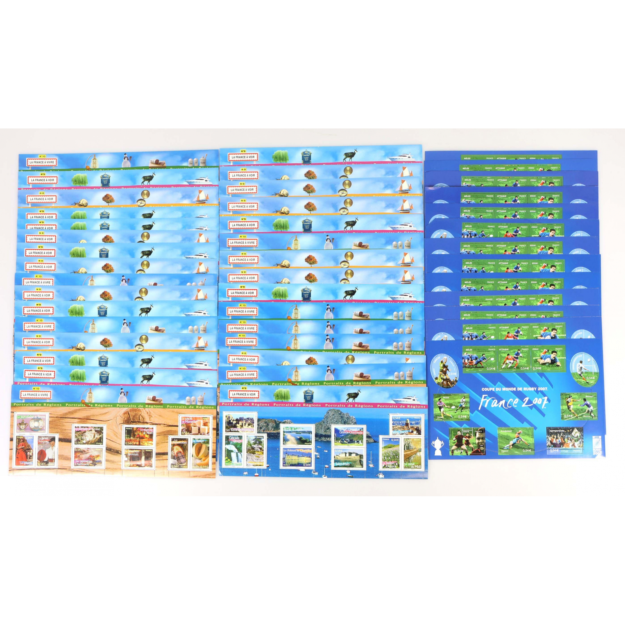 LOT IMPORTANT DE BLOCS-FEUILLETS DE 10 TIMBRES NEUFS** DE FRANCE FACIALE 237€