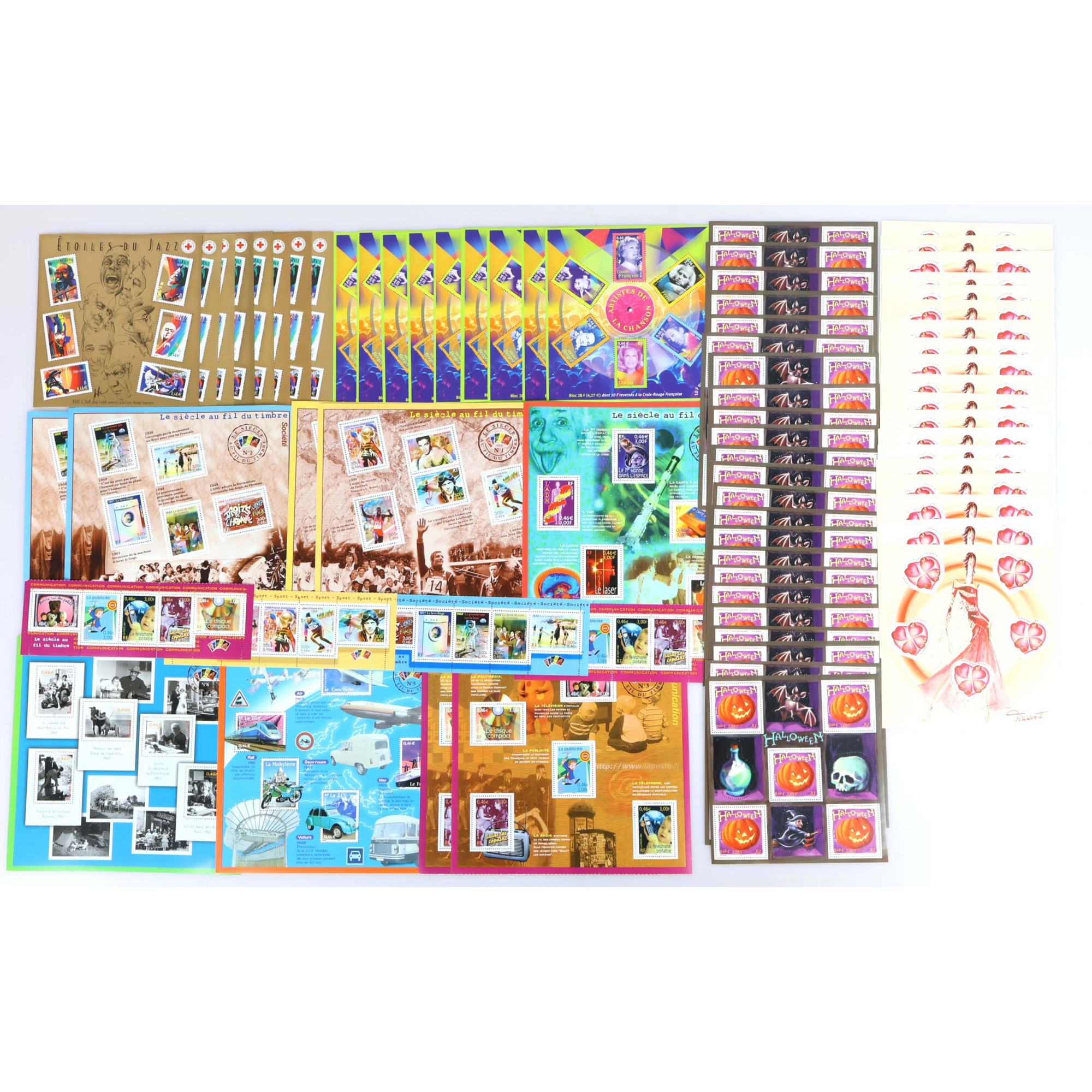 LOT IMPORTANT DE BLOCS-FEUILLETS DE FRANCE EN EUROS TIMBRES NEUFS** FACIALE 173€