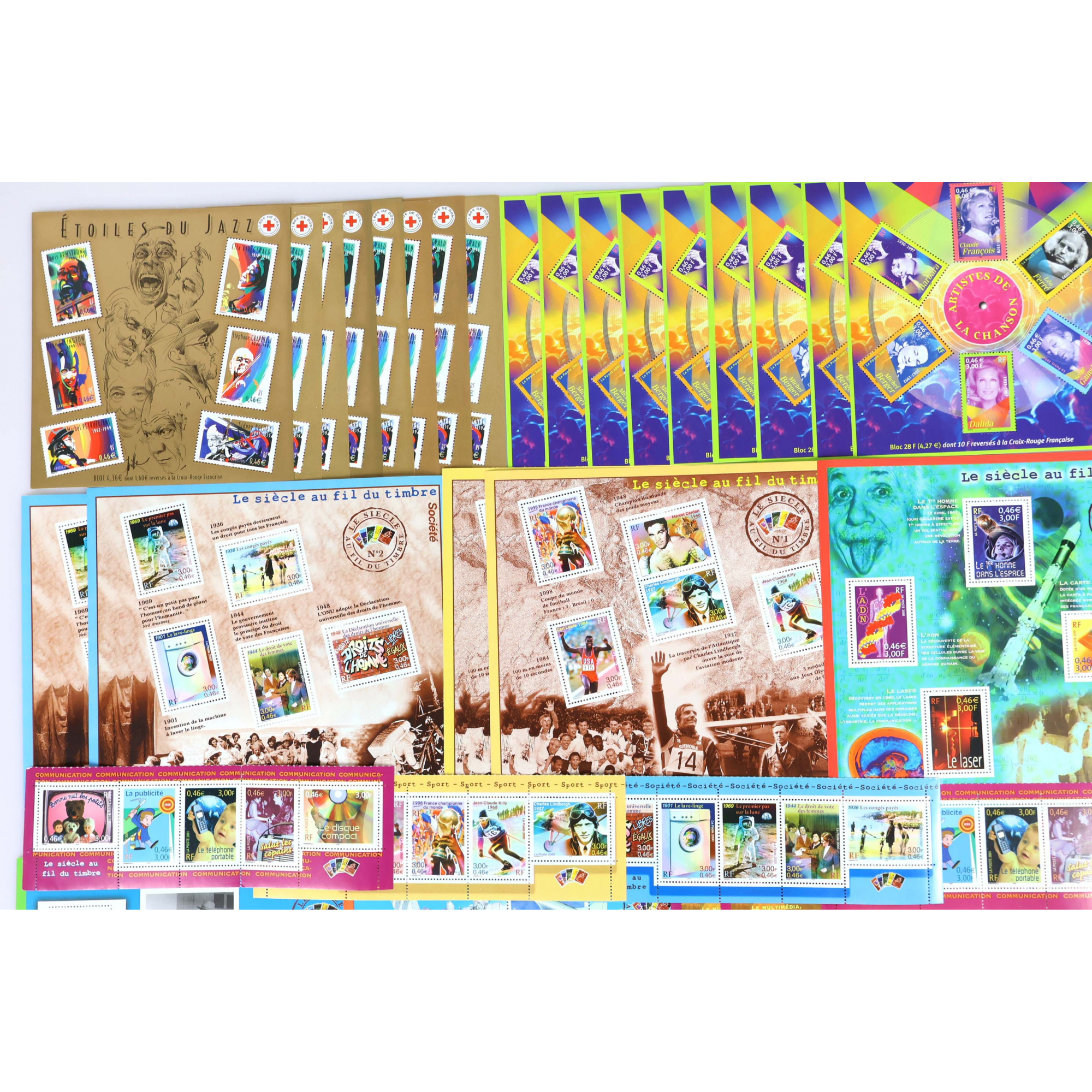 LOT IMPORTANT DE BLOCS-FEUILLETS DE FRANCE EN EUROS TIMBRES NEUFS** FACIALE 173€
