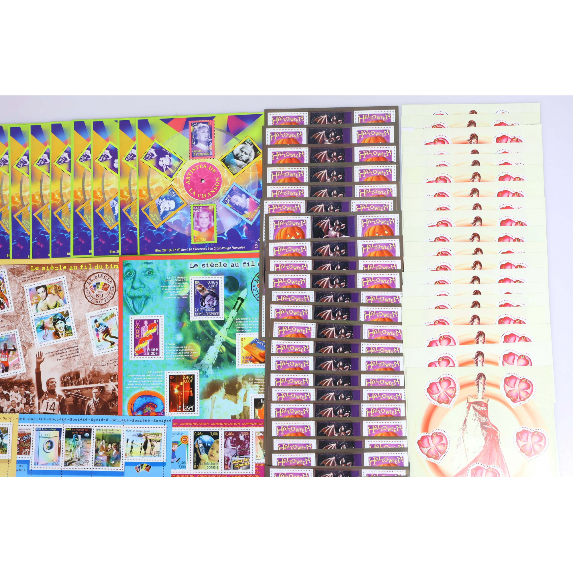 LOT IMPORTANT DE BLOCS-FEUILLETS DE FRANCE EN EUROS TIMBRES NEUFS** FACIALE 173€