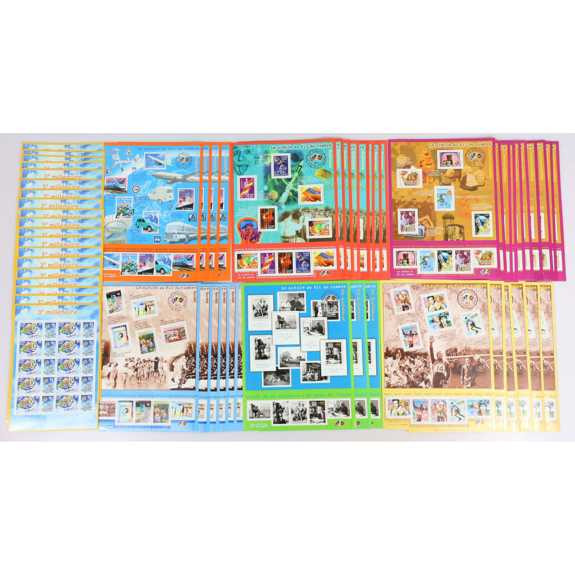 LOT IMPORTANT DE BLOCS-FEUILLETS DE FRANCE EN EUROS TIMBRES NEUFS** FACIALE 257€
