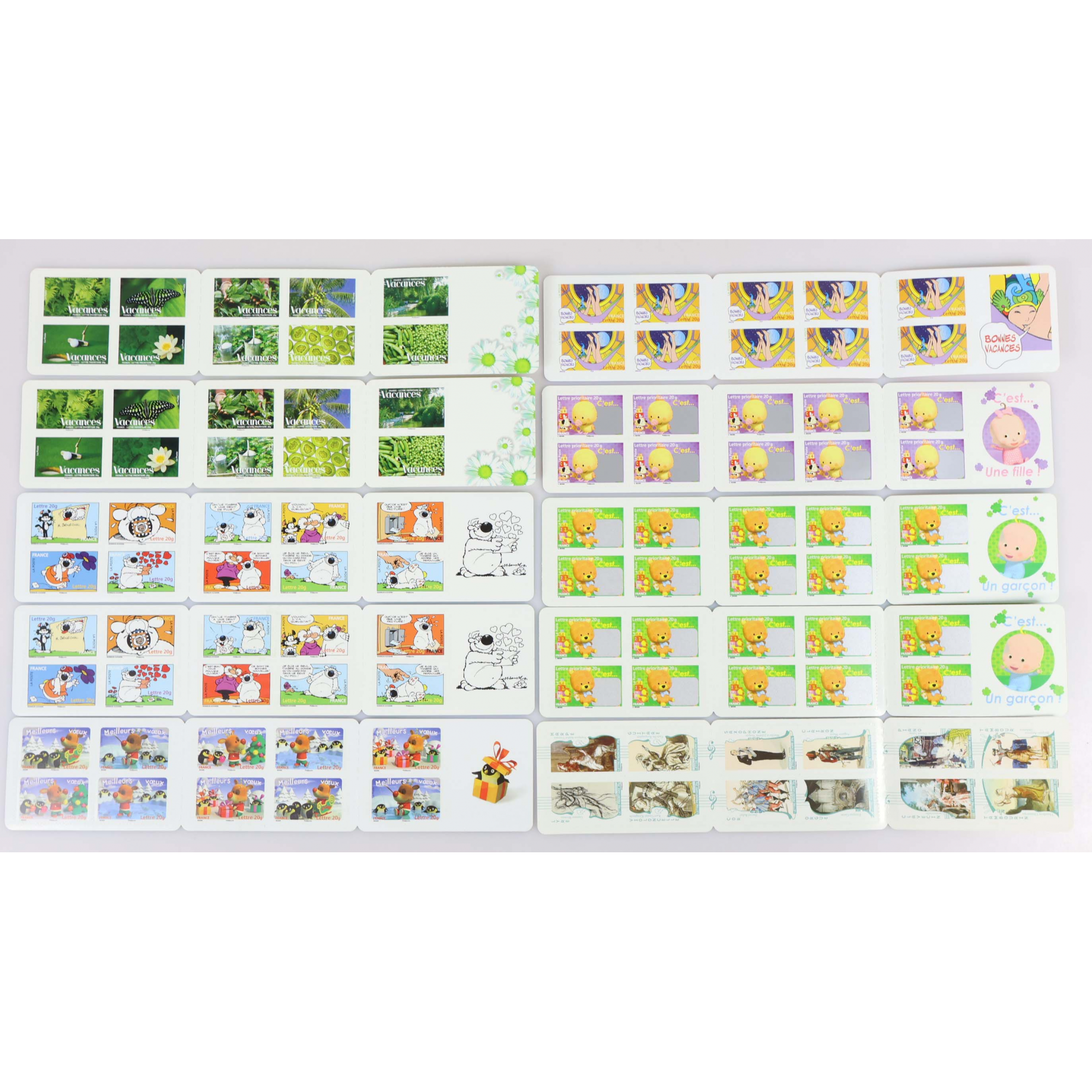 LOT DE 10 CARNETS AUTOADHÉSIFS PLIÉS DE 10 TIMBRES NEUFS À VALIDITÉ PERMANENTE