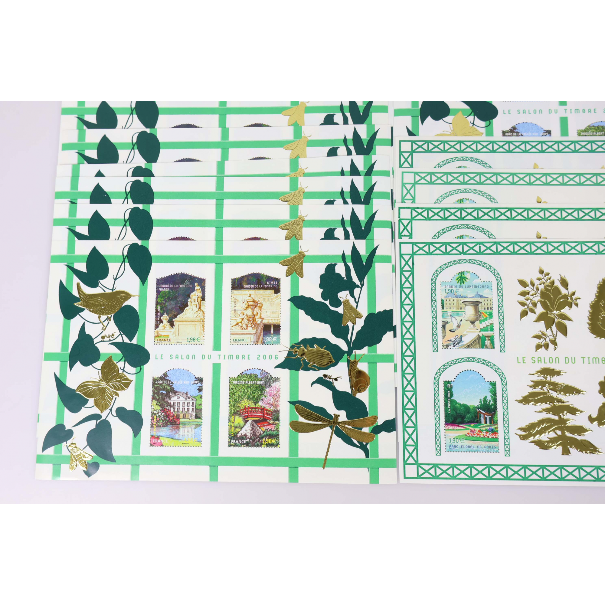 LOT DE BLOCS-FEUILLETS EN EUROS JARDINS DE FRANCE TIMBRES NEUFS** FACIALE 125€
