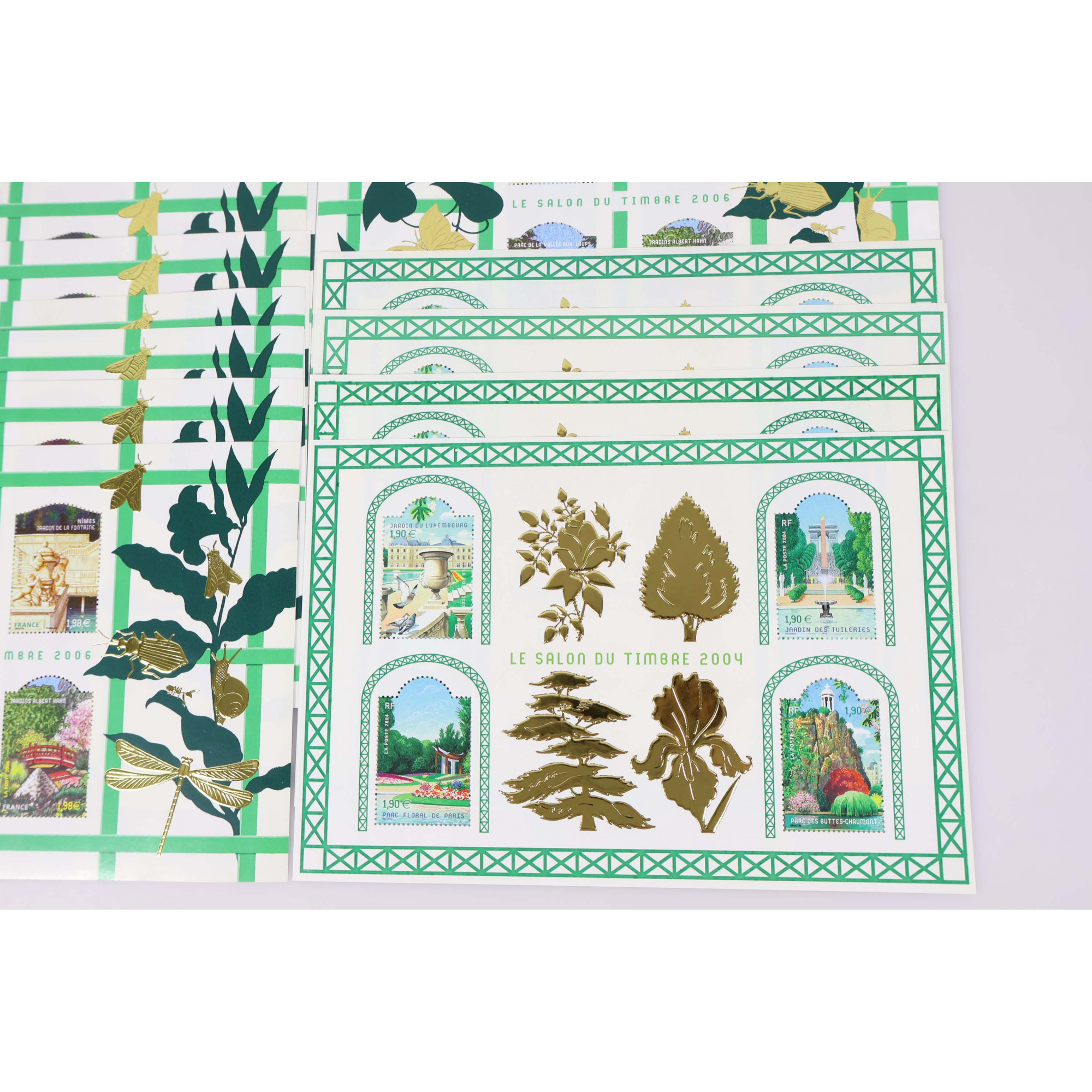 LOT DE BLOCS-FEUILLETS EN EUROS JARDINS DE FRANCE TIMBRES NEUFS** FACIALE 125€