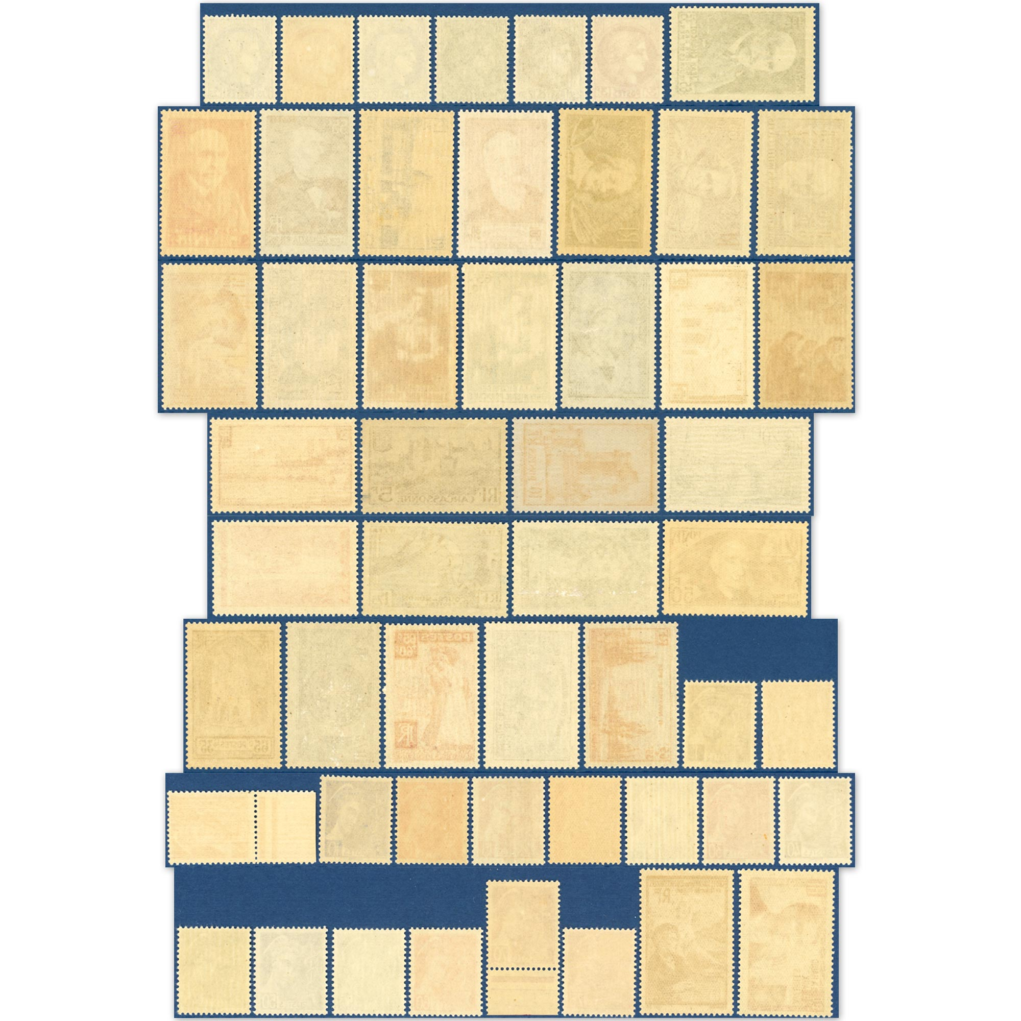 ANNÉE COMPLÈTE FRANCE 1938 TIMBRES NEUFS 52 TIMBRES, BELLE QUALITÉ, COTE 753€