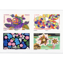 CARNET FRANCE N°BC2576, FLEURS BRODÉES, TIMBRES 20G POUR AFFRANCHIR 12 LETTRES