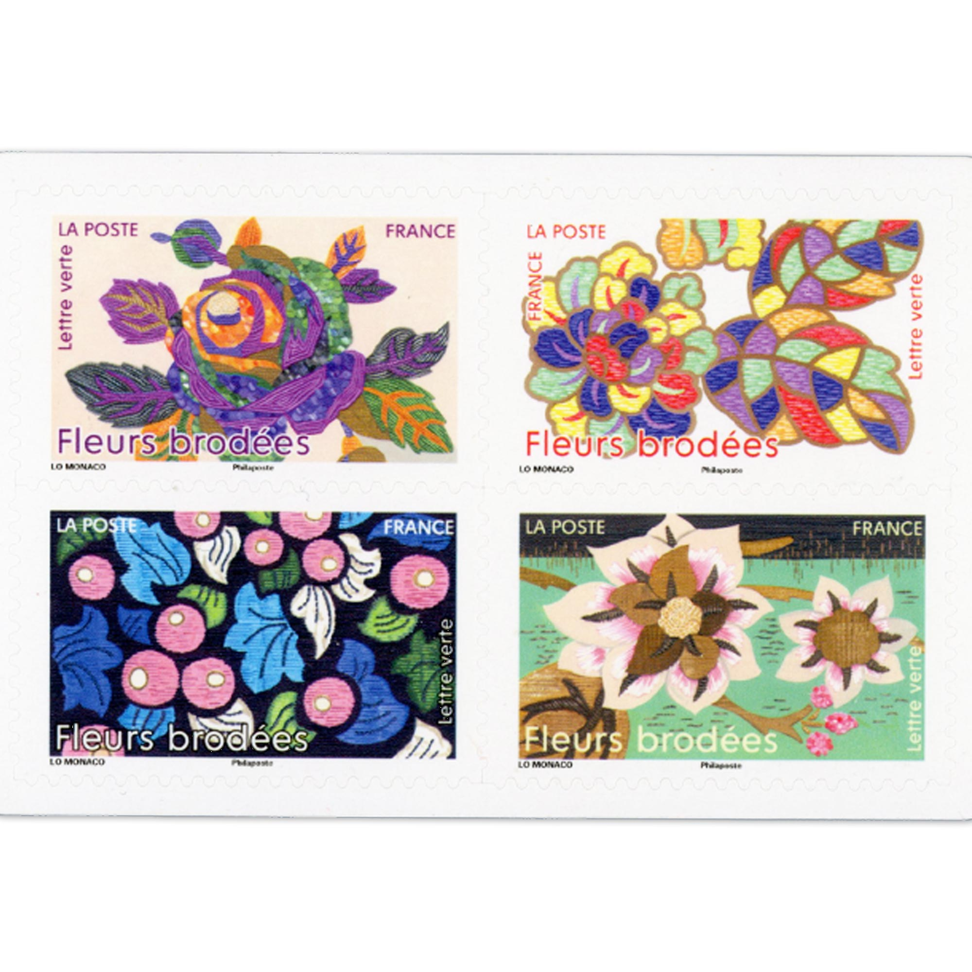 CARNET FRANCE N°BC2576, FLEURS BRODÉES, TIMBRES 20G POUR AFFRANCHIR 12 LETTRES