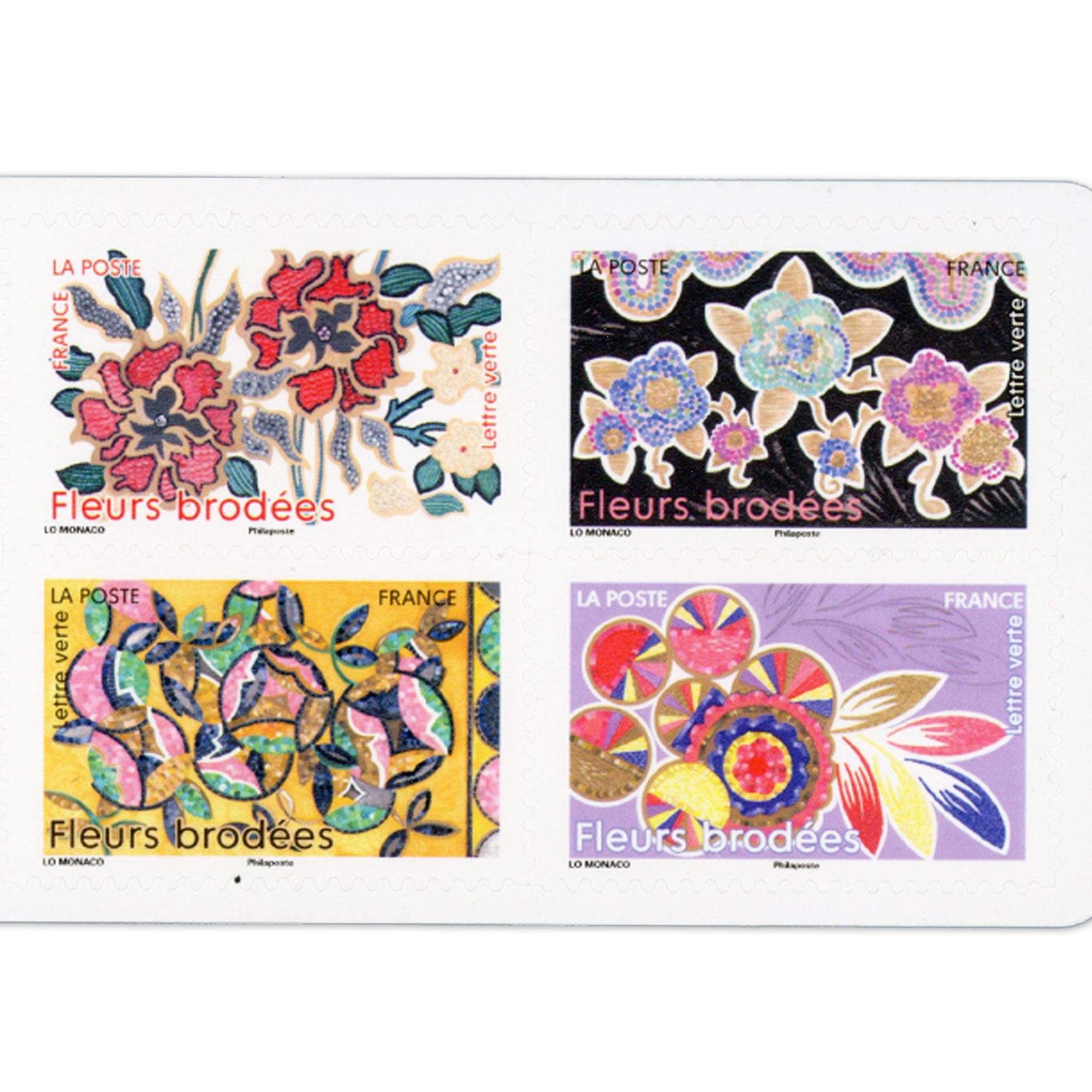 CARNET FRANCE N°BC2576, FLEURS BRODÉES, TIMBRES 20G POUR AFFRANCHIR 12 LETTRES