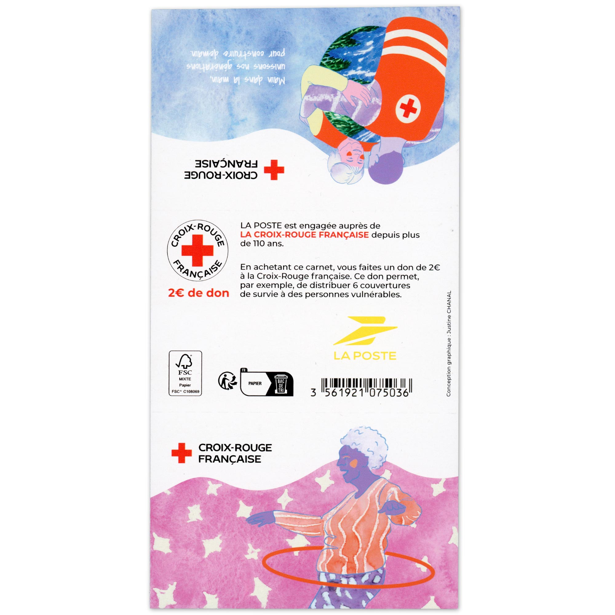 CARNET FRANCE N°BC2554, CROIX-ROUGE, TIMBRES 20G POUR AFFRANCHIR 10 LETTRES