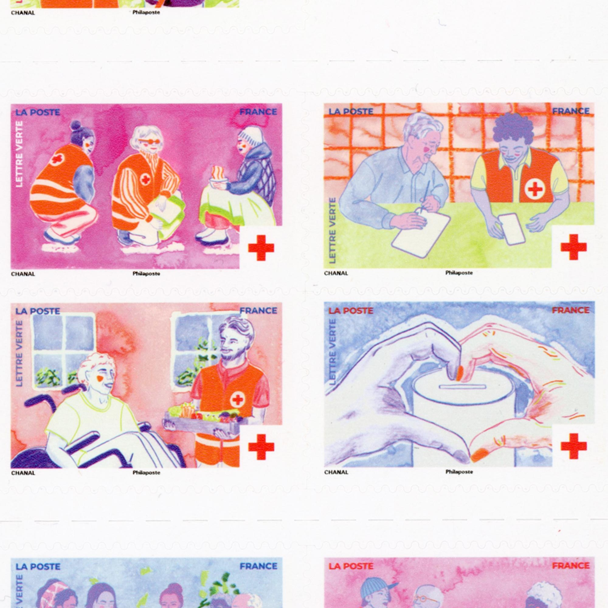 CARNET FRANCE N°BC2554, CROIX-ROUGE, TIMBRES 20G POUR AFFRANCHIR 10 LETTRES