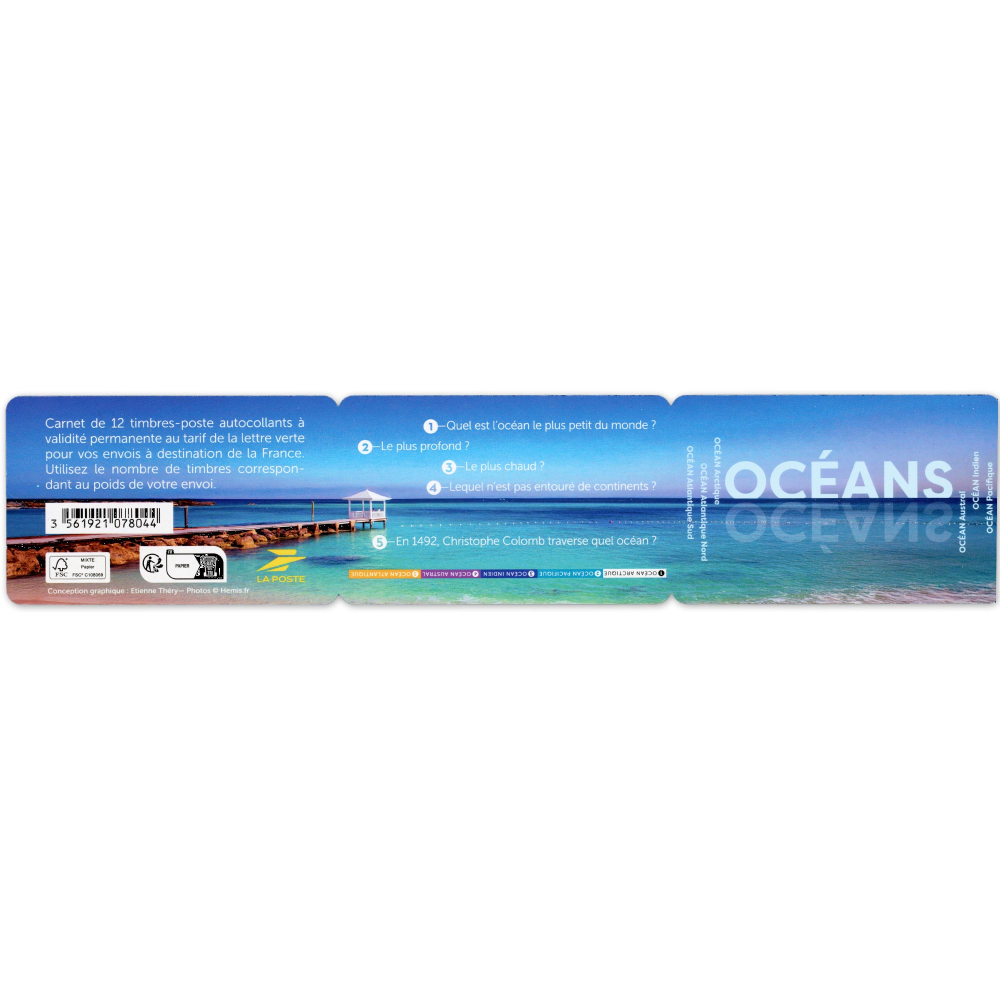CARNET FRANCE NOUVEAUTÉ 2025, OCÉANS, TIMBRES 20G POUR AFFRANCHIR 12 LETTRES