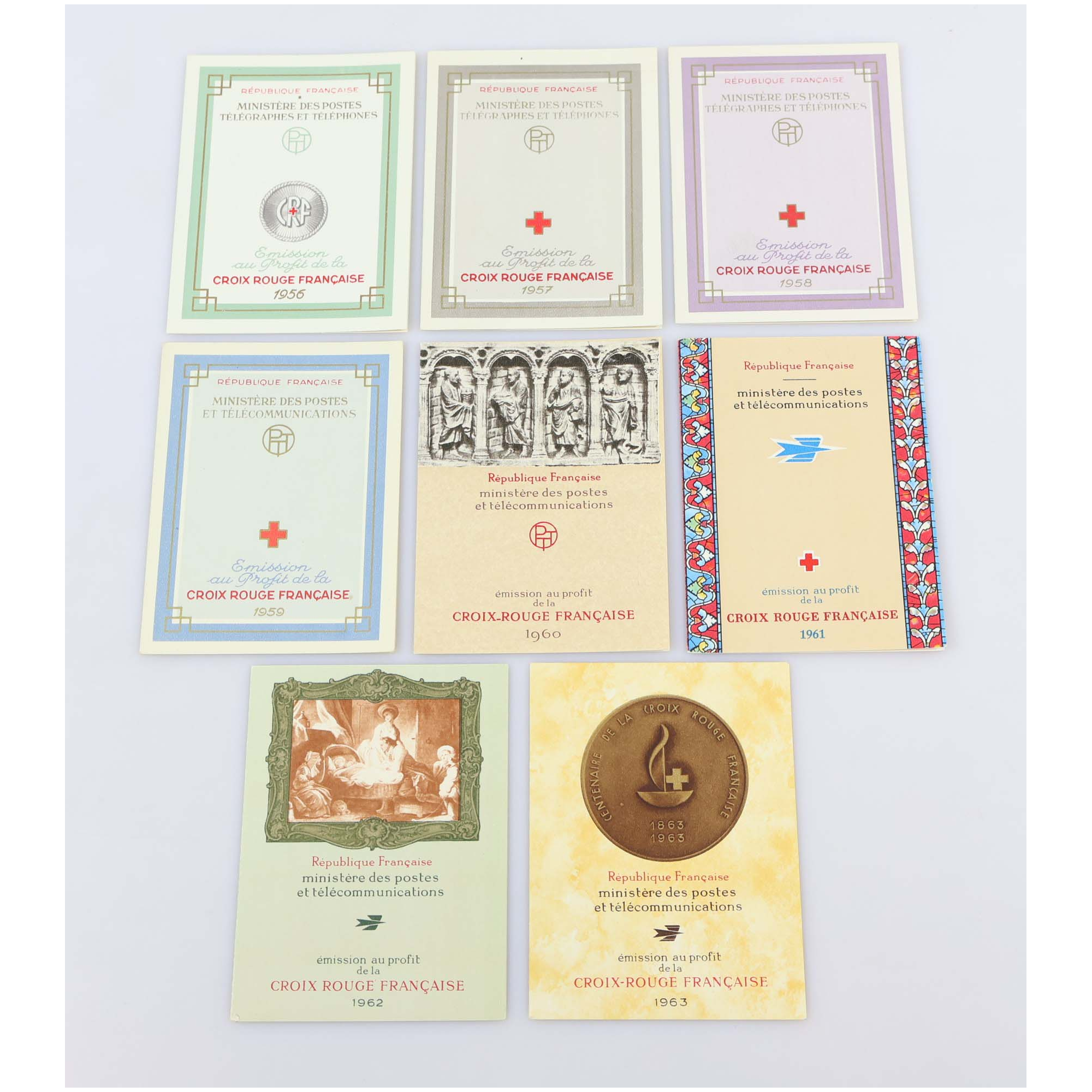 CARNETS CROIX-ROUGE DE 1956 À 1963 SÉRIE COMPLÈTE TIMBRES NEUFS** COTE 430€