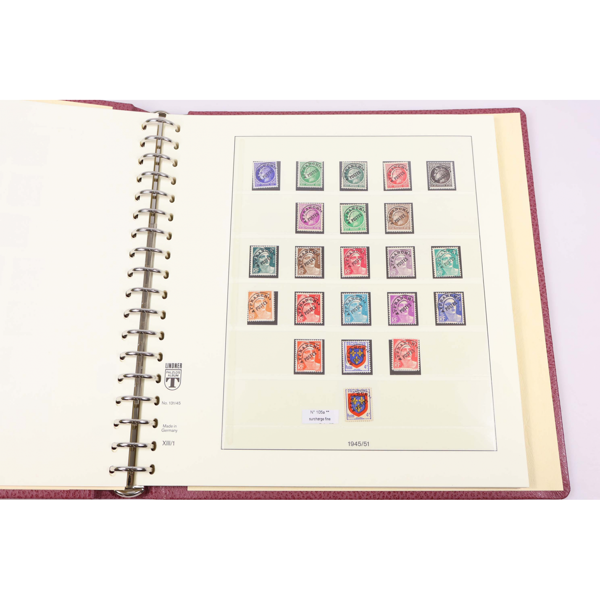 COLLECTION DE FRANCE ANNÉES 1945 À 1949 TIMBRES NEUFS CLASSEUR LINDNER