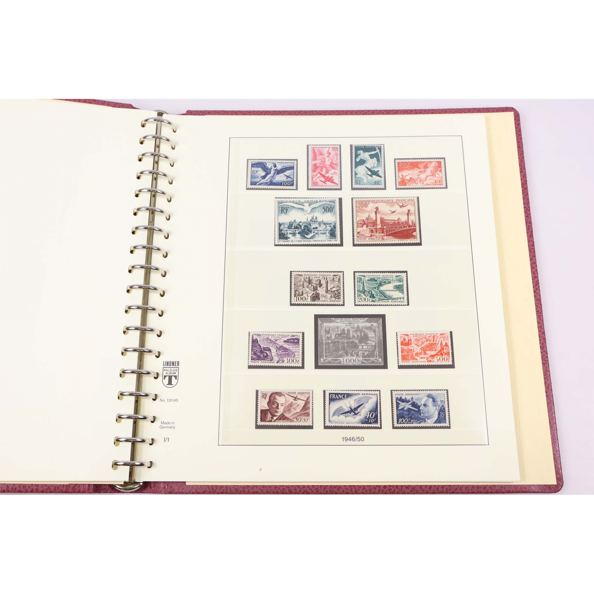 COLLECTION DE FRANCE ANNÉES 1945 À 1949 TIMBRES NEUFS CLASSEUR LINDNER