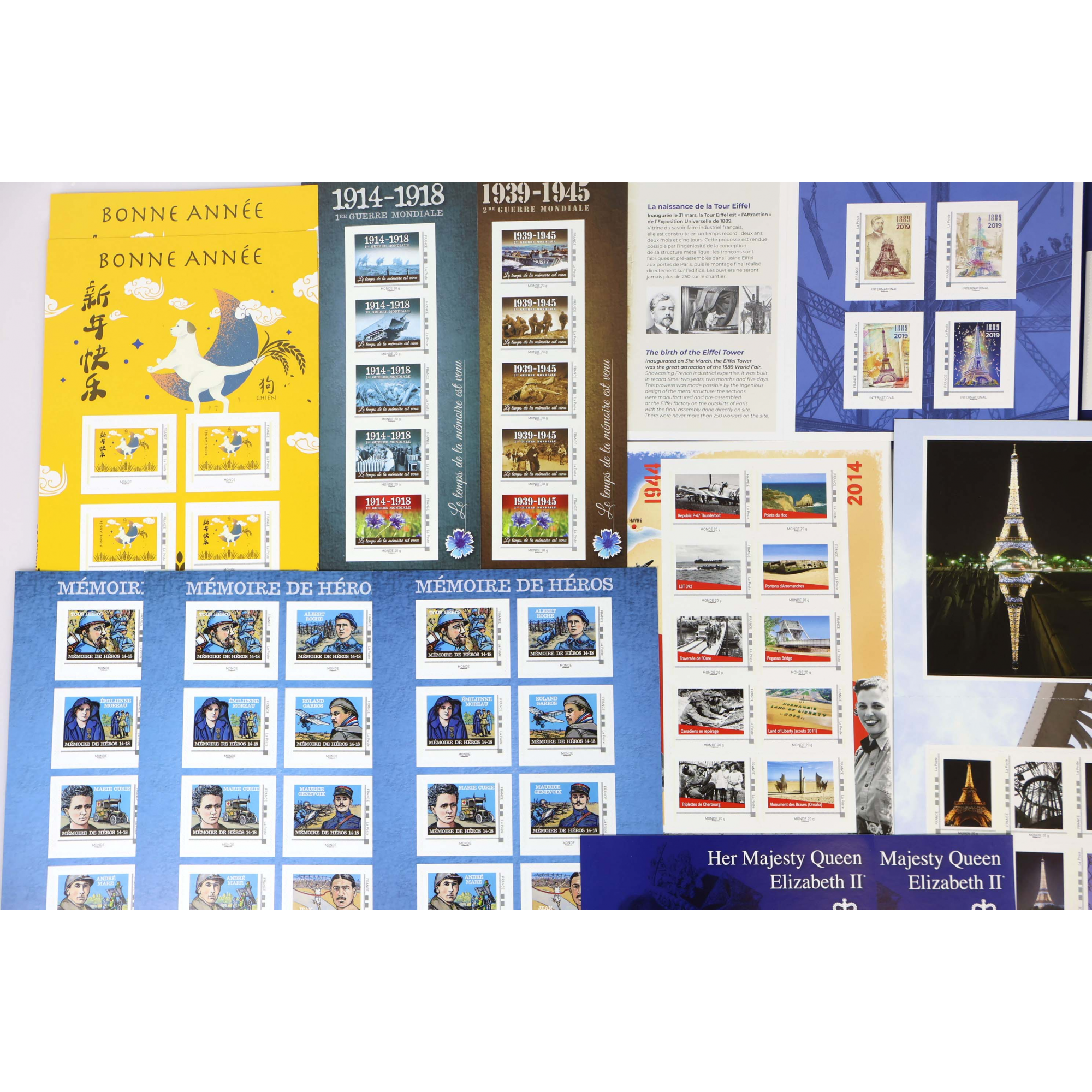 LOT DE 120 TIMBRES AUTOADHÉSIFS LETTRES MONDE 20g SOUS FORME DE COLLECTORS