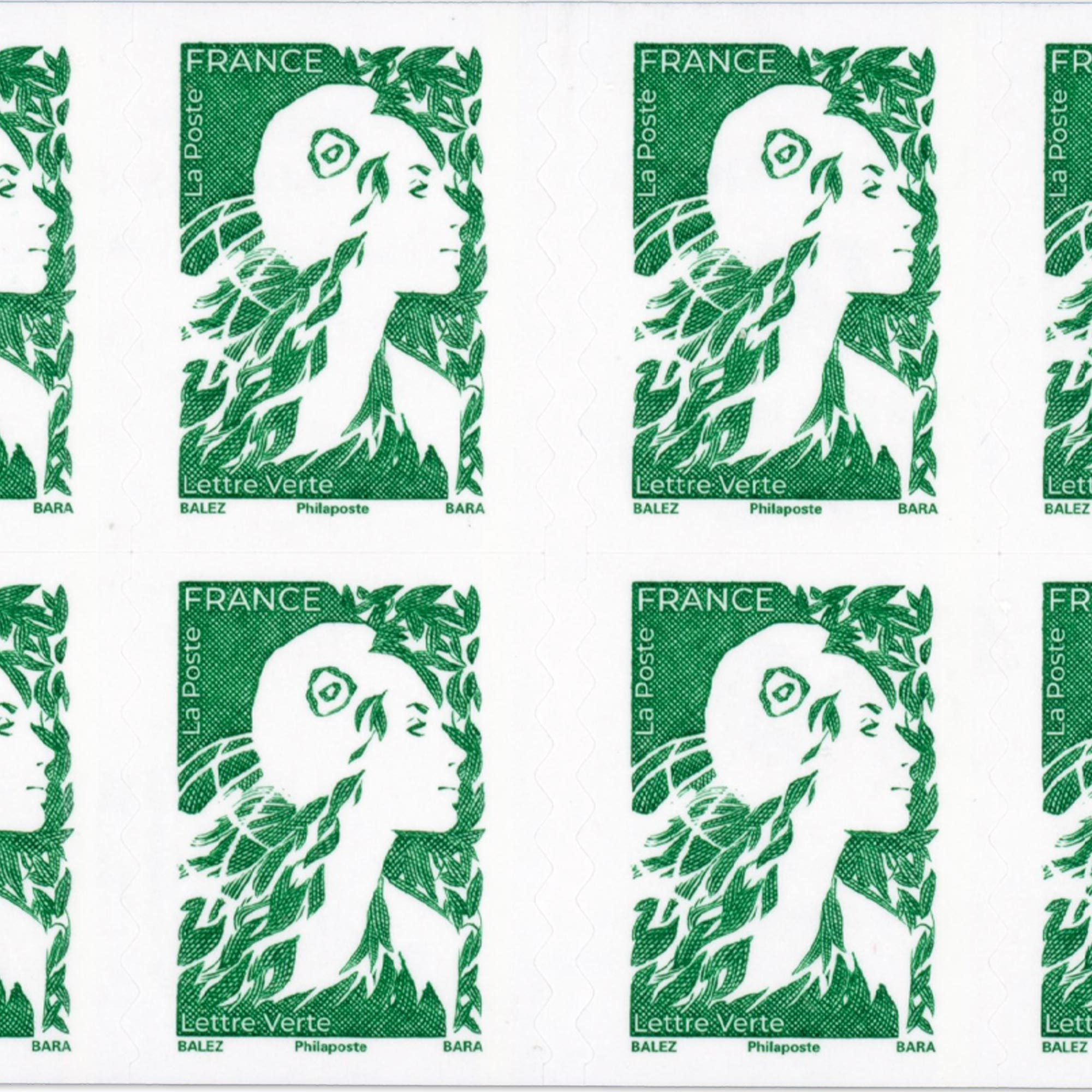 CARNET FRANCE ANNÉE 2025 MARIANNE VERTE DE BALEZ 12 TIMBRES POUR AFFRANCHIR 20g