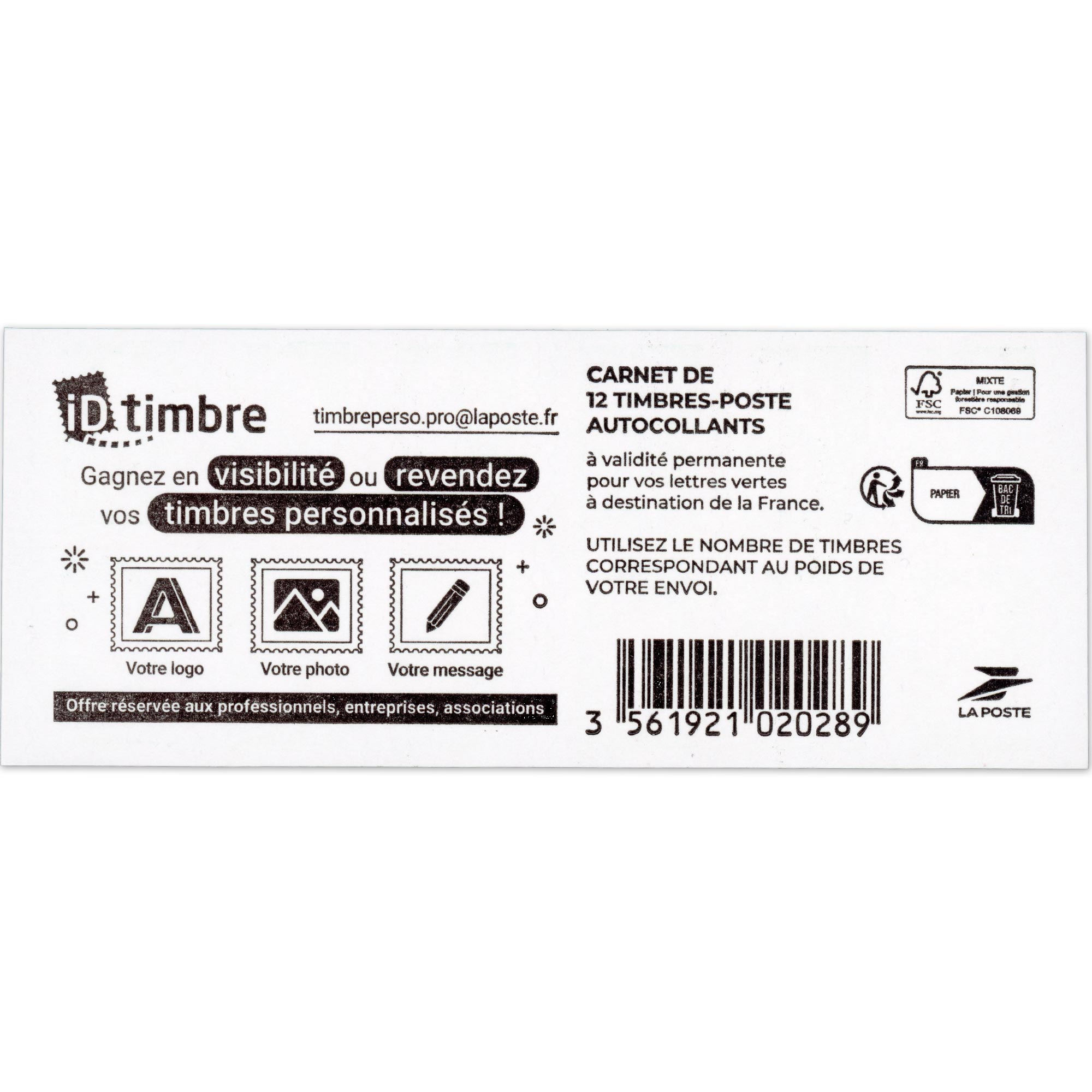 CARNET FRANCE MARIANNE VERTE DE BALEZ 12 TIMBRES POUR AFFRANCHIR 20g ANNÉE 2025