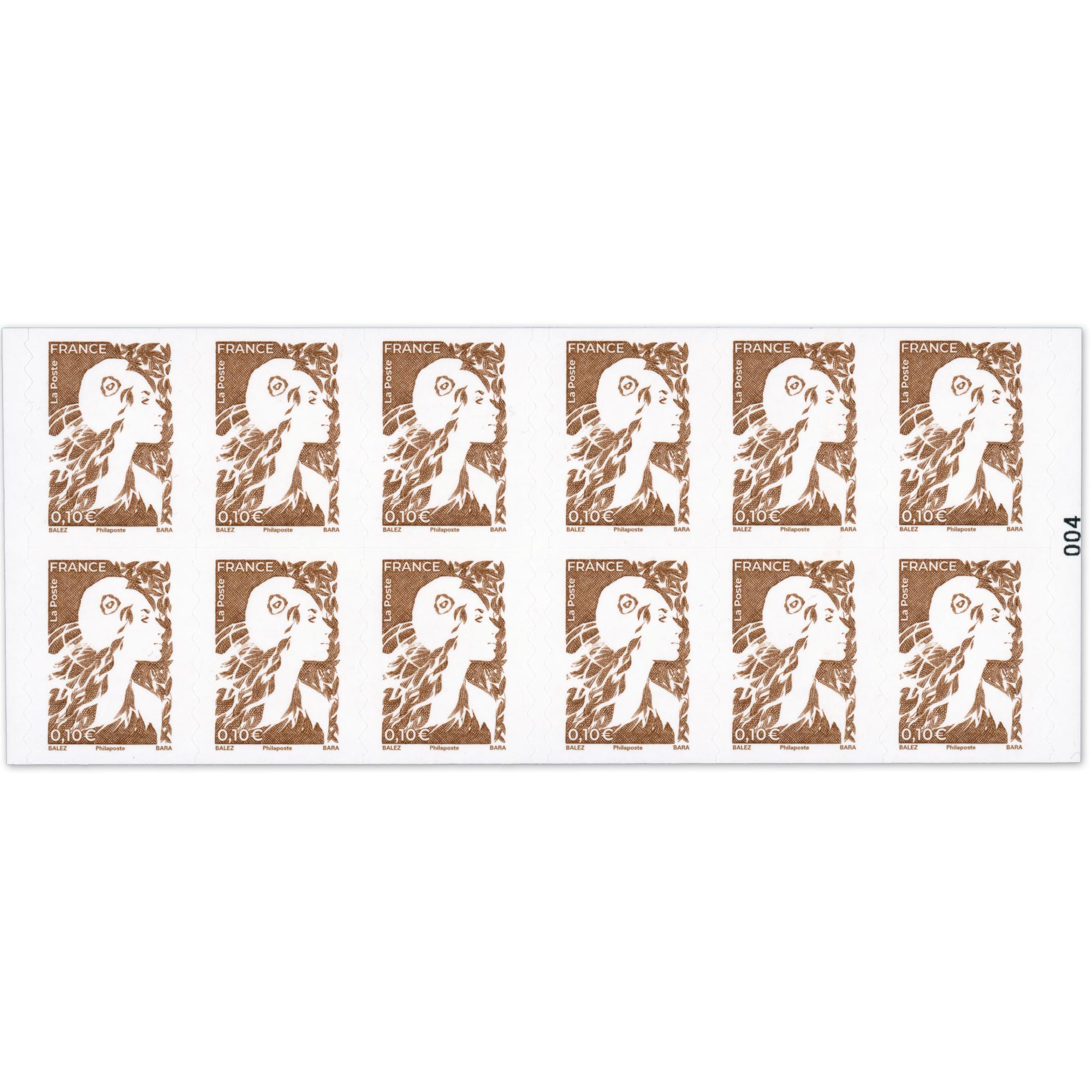 CARNET FRANCE 2529-C1 MARIANNE MARRON DE BALEZ 12 TIMBRES COMPLÉMENTS AFFR