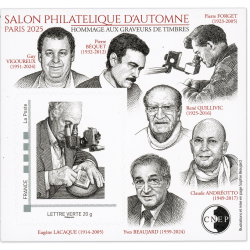 BLOC CNEP "PARIS 2025 SALON PHILATELIQUE D'AUTOMNE - GRAVEURS" AUTOADHÉSIF, NEUF