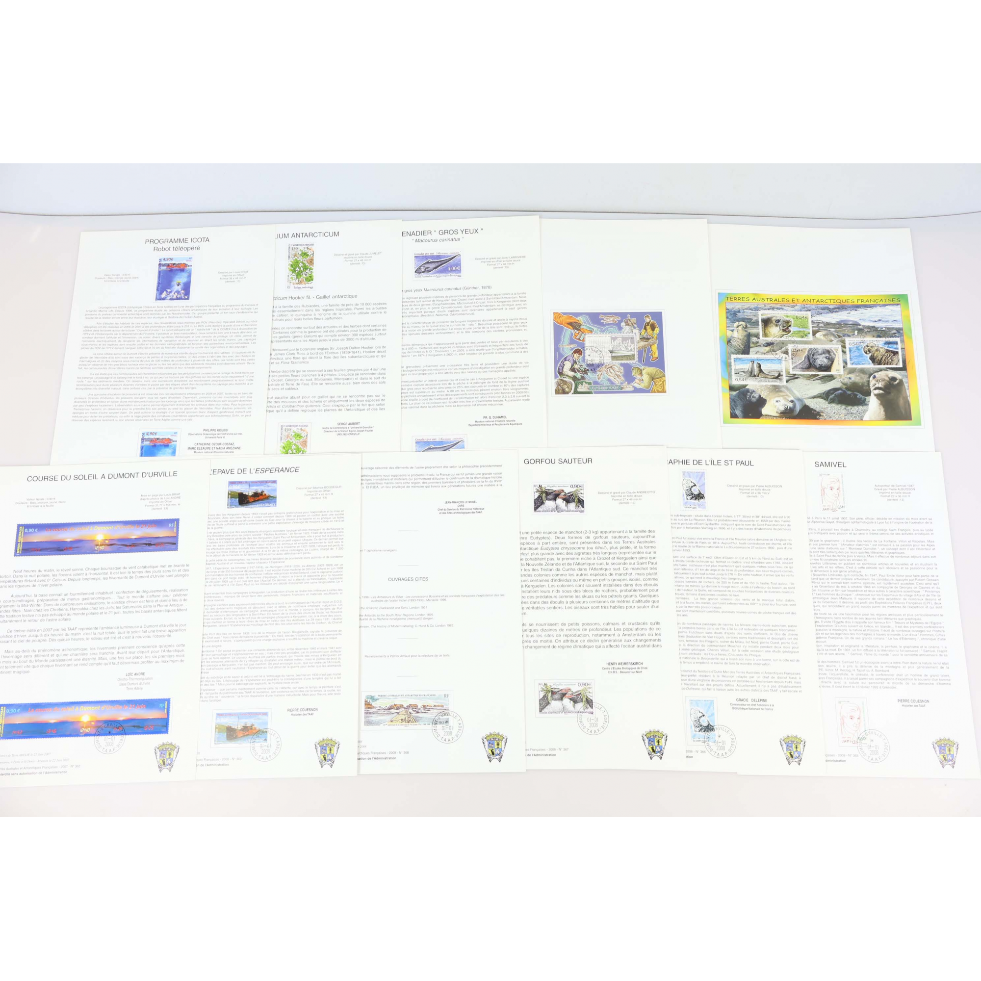 LOT TAAF, BLOCS/FEUILLETS ET TIMBRES EN EUROS NEUFS** JUSQU'A 2020, FACIALE 165€