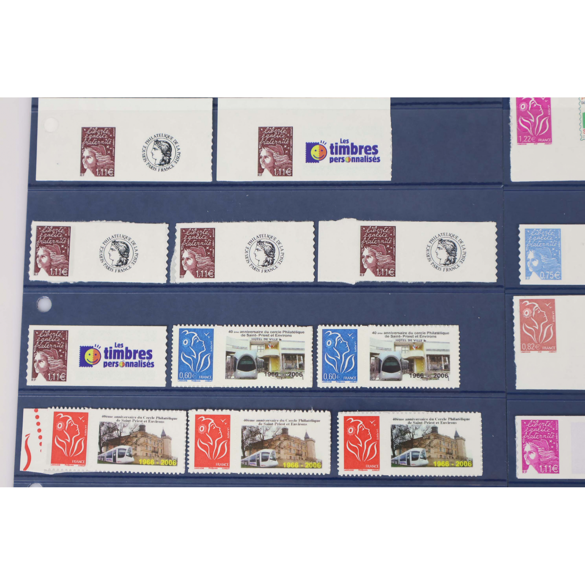 LOT DE 42 TIMBRES FRANCE PERSONNALISÉS AUTOADHÉSIFS AVEC VIGNETTE PERSONNALISÉE