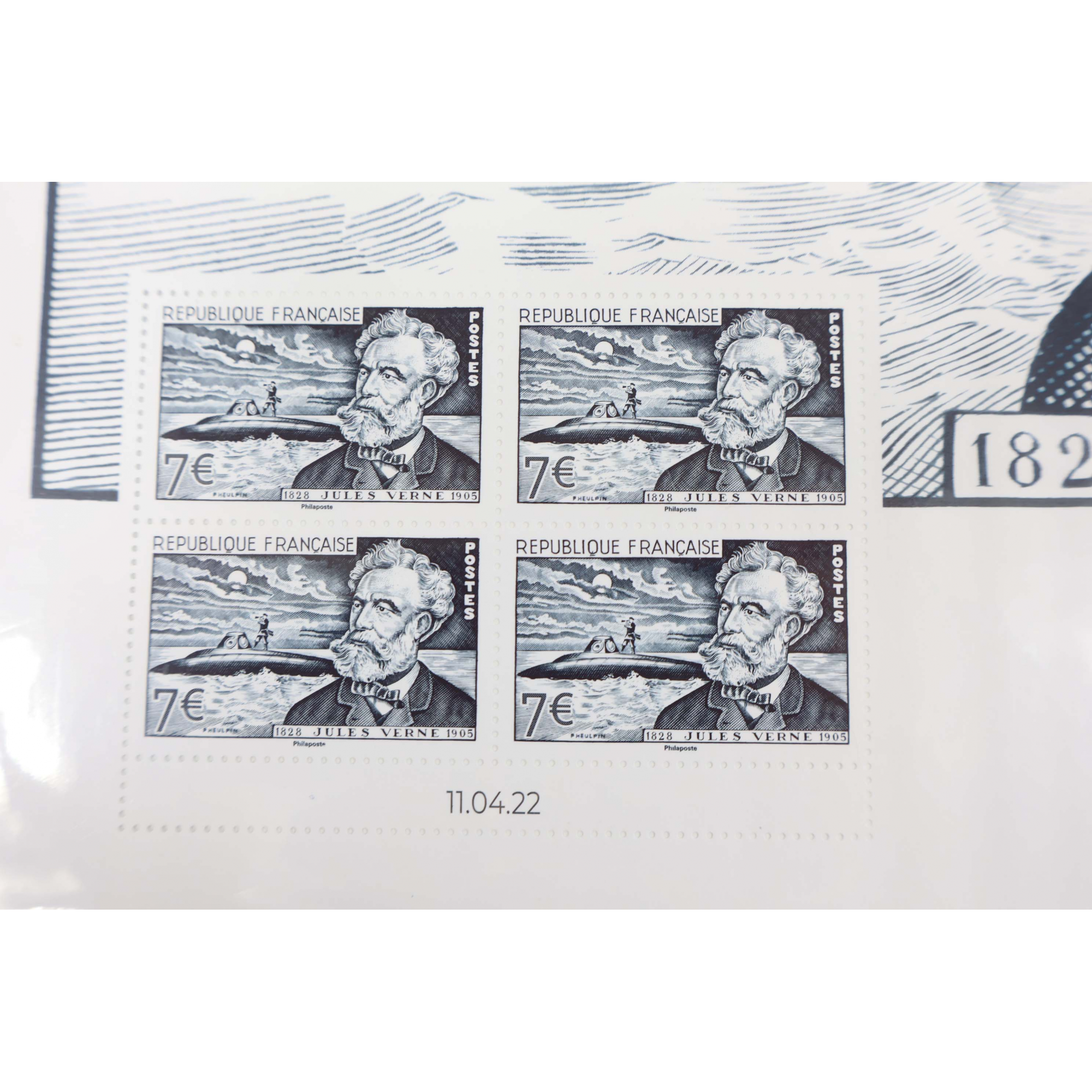 AFFICHE DE JULES VERNE DE L'ANNÉE 2022 TIMBRES NEUFS DE FRANCE** RARE