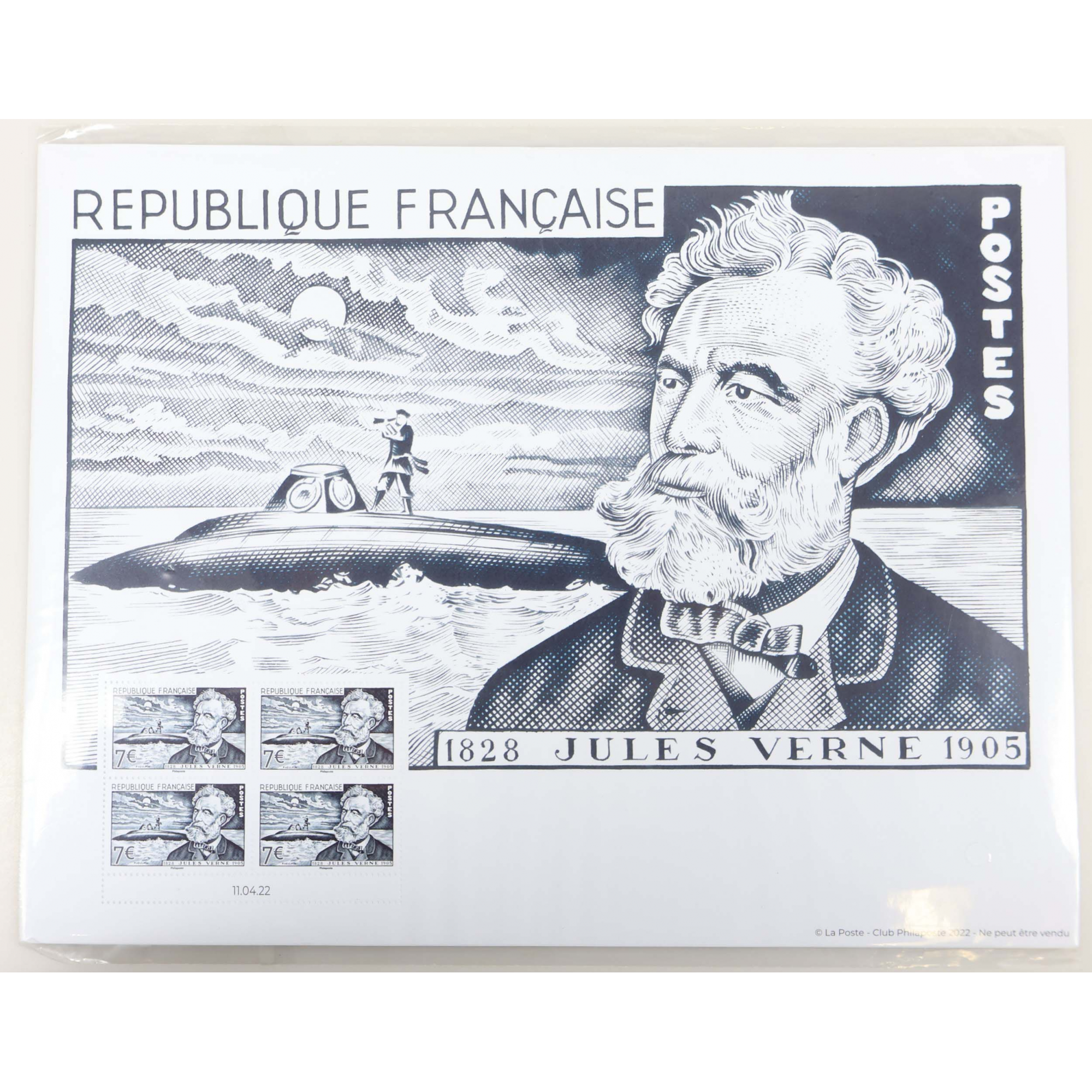 AFFICHE DE JULES VERNE DE L'ANNÉE 2022 TIMBRES NEUFS DE FRANCE** RARE