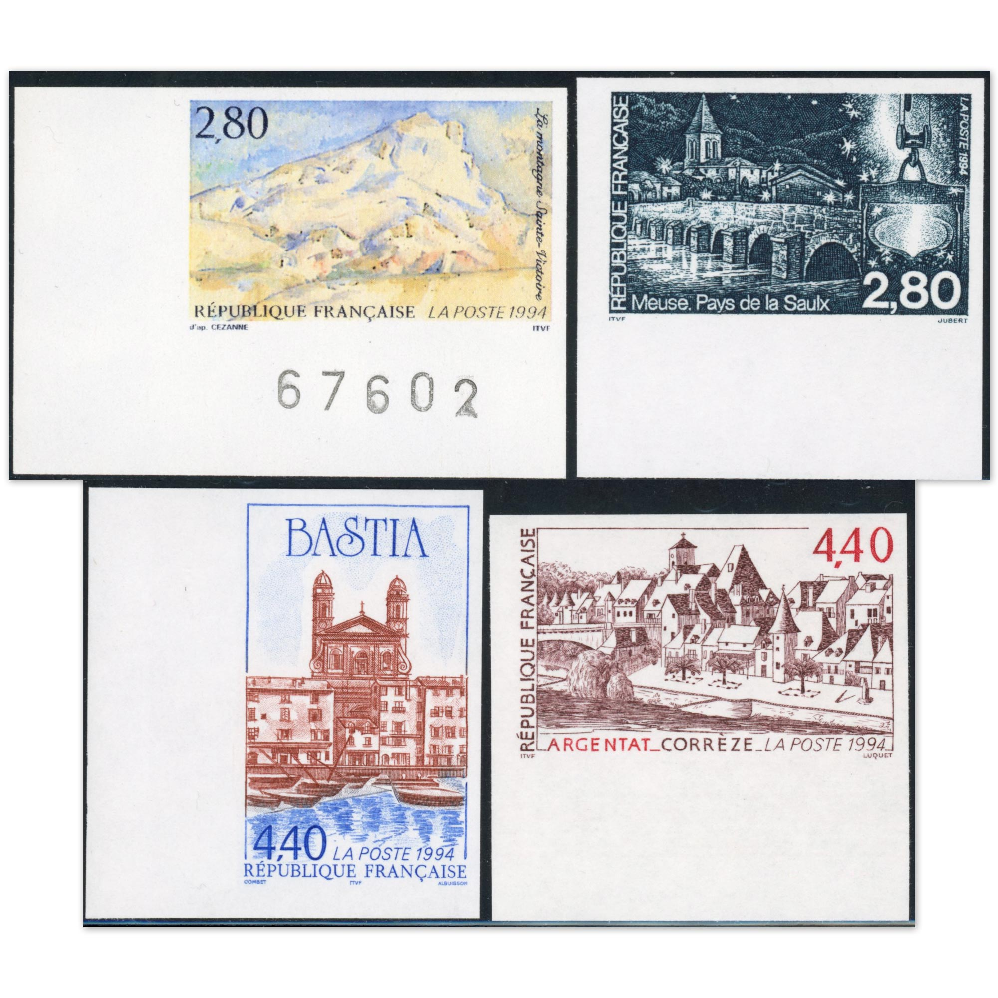 FRANCE NON DENTELÉS TIMBRES N°2891 À 2894 NEUFS** AVEC BORDS DE FEUILLE LUXE