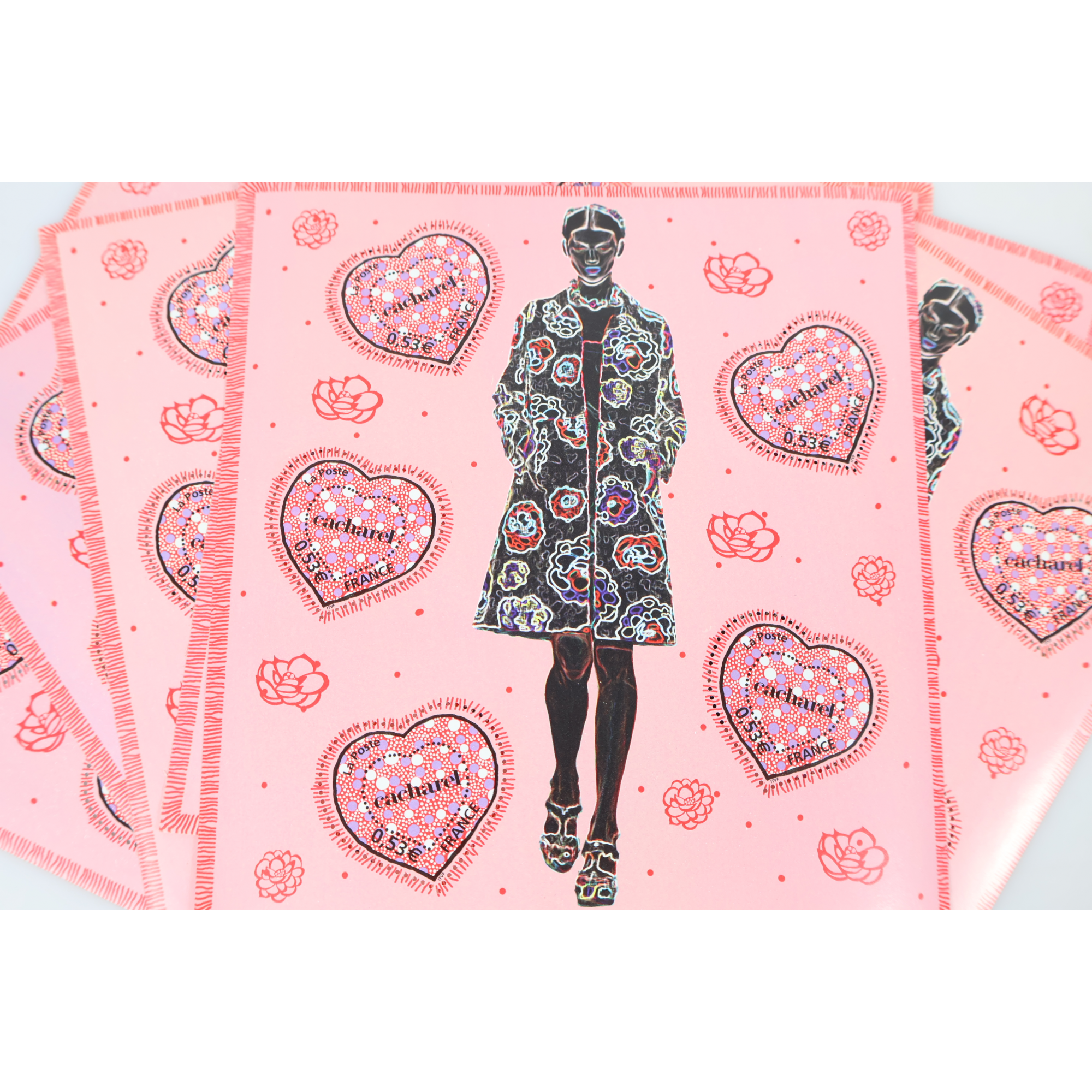 LOT 25 BLOCS N° 80 COEURS CACHAREL TIMBRES NEUFS** 0.53€ X 5 FACIALE 66.25€