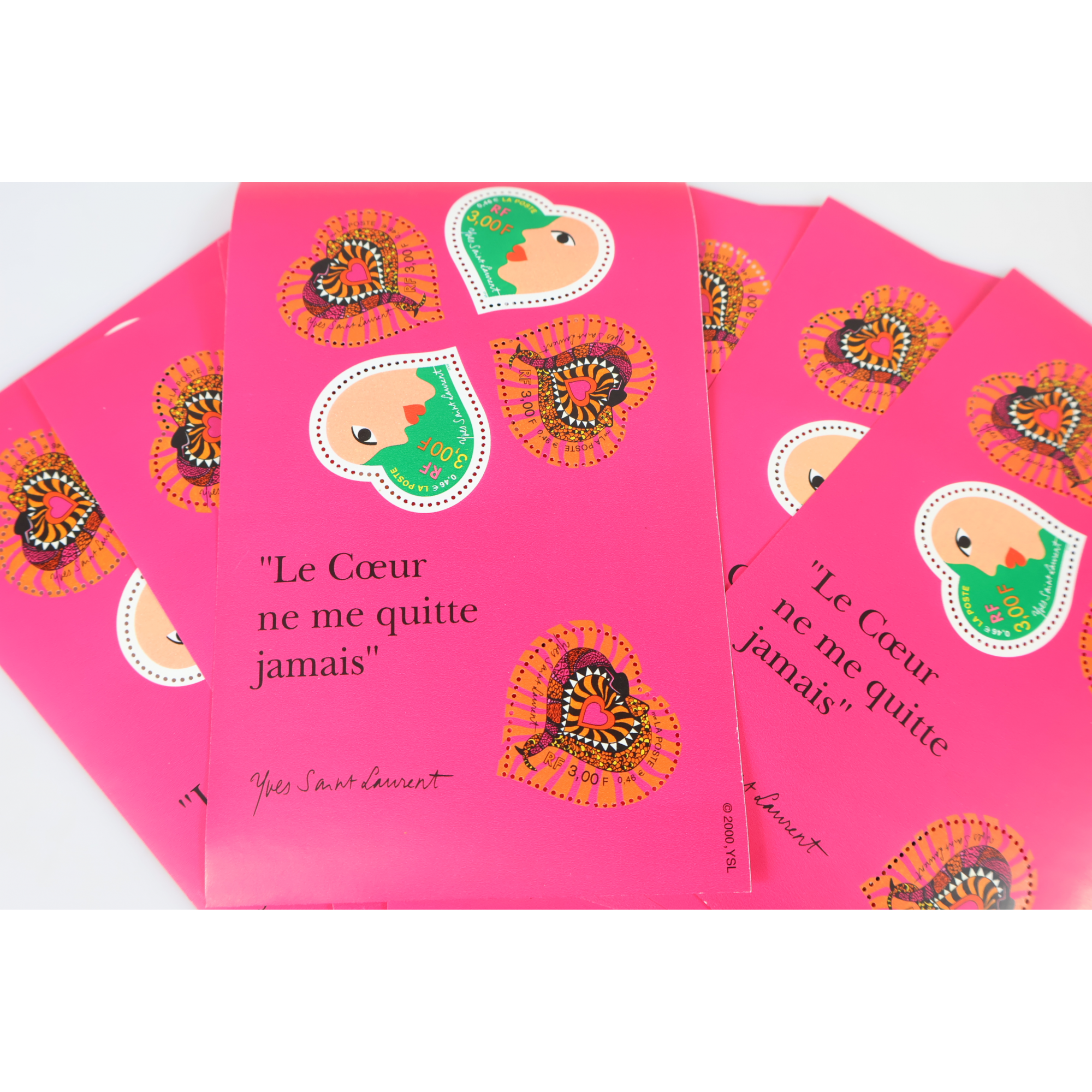 LOT 40 BLOCS N° 27 COEURS YVES ST LAURENT TIMBRES NEUFS** 0.46€ X 5 FACIALE 92€