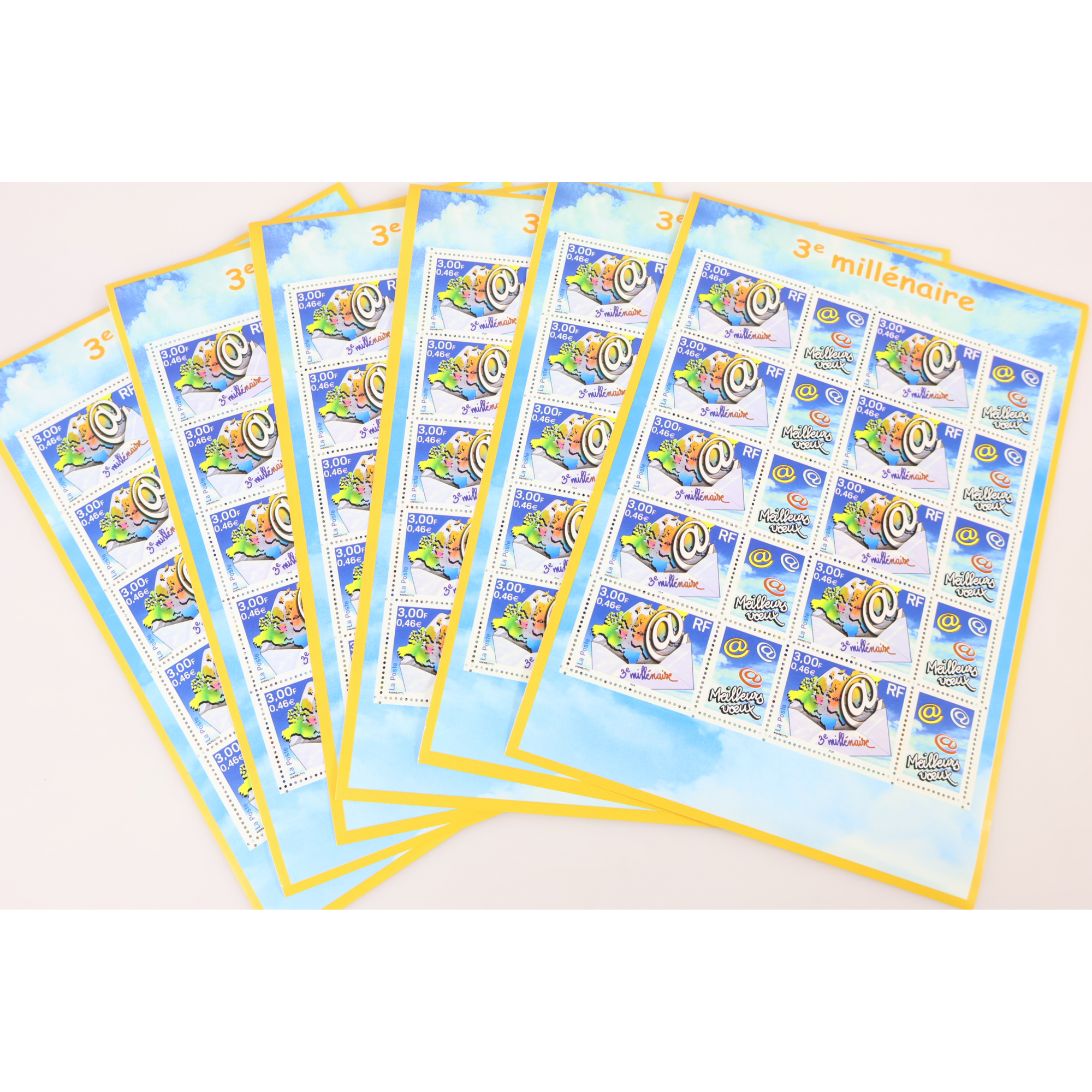 LOT 20 BLOCS N° F3365 PERSO 3e MILLÉNAIRE TIMBRES NEUFS** 0.46€ X 10 FACIALE 92€