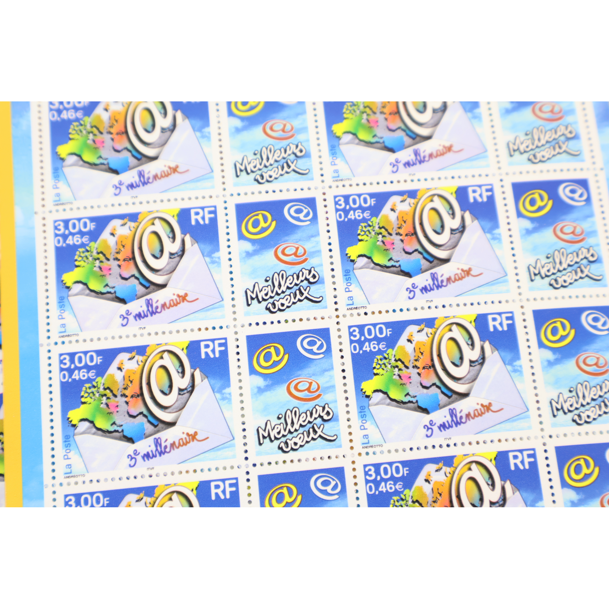 LOT 20 BLOCS N° F3365 PERSO 3e MILLÉNAIRE TIMBRES NEUFS** 0.46€ X 10 FACIALE 92€