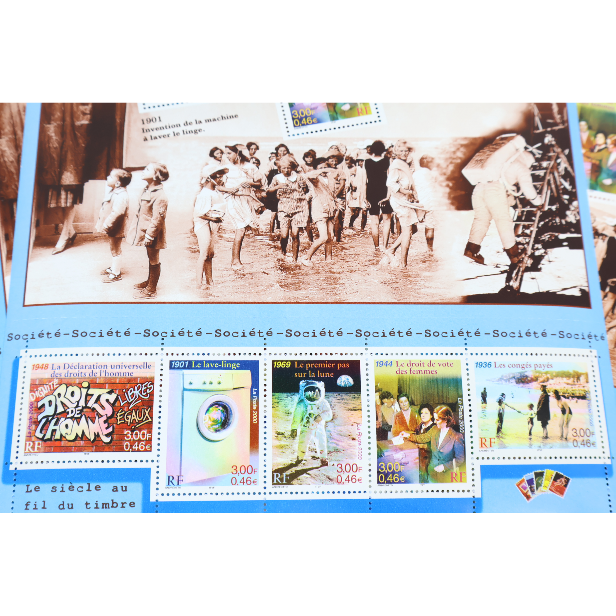 LOT 20 BLOCS N° 32 LE SIÈCLE AU FIL DU TIMBRE II, NEUFS** 0.46€ X 10 VF 92€